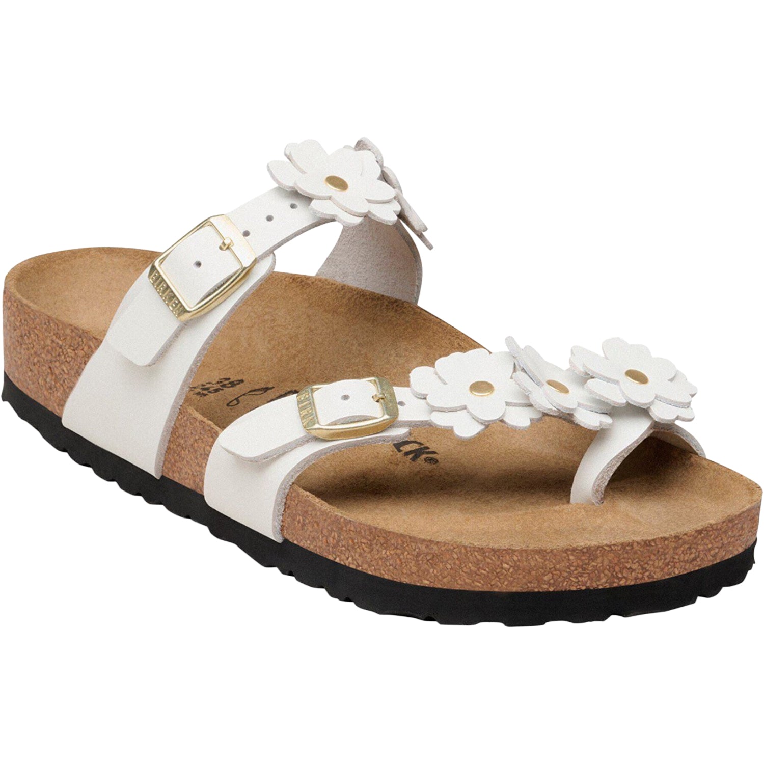Womens Birkenstock Birkenstock Mayari Flowers Women's Sandals White Leather White Leather