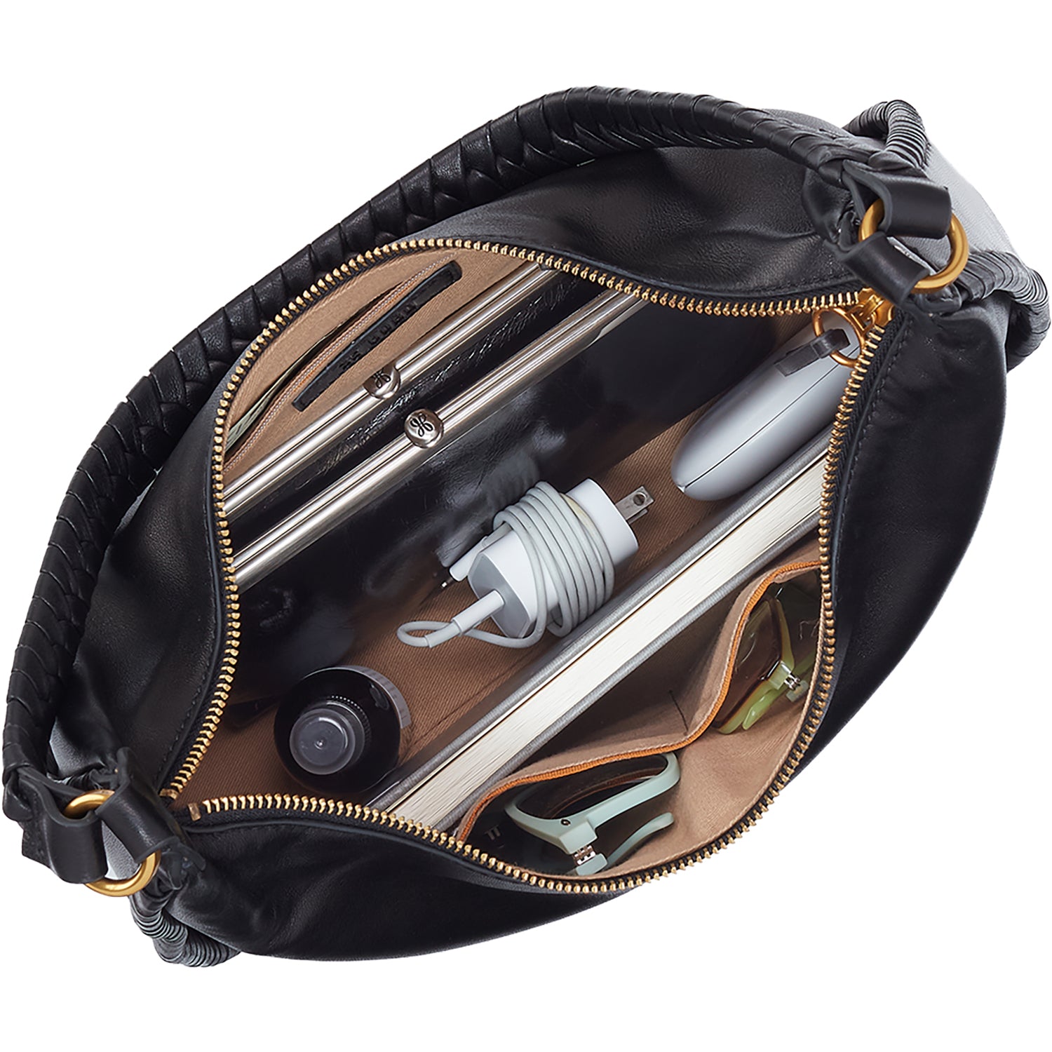 Womens Hobo Hobo Mia Crescent Large Hobo Handbag Black Black