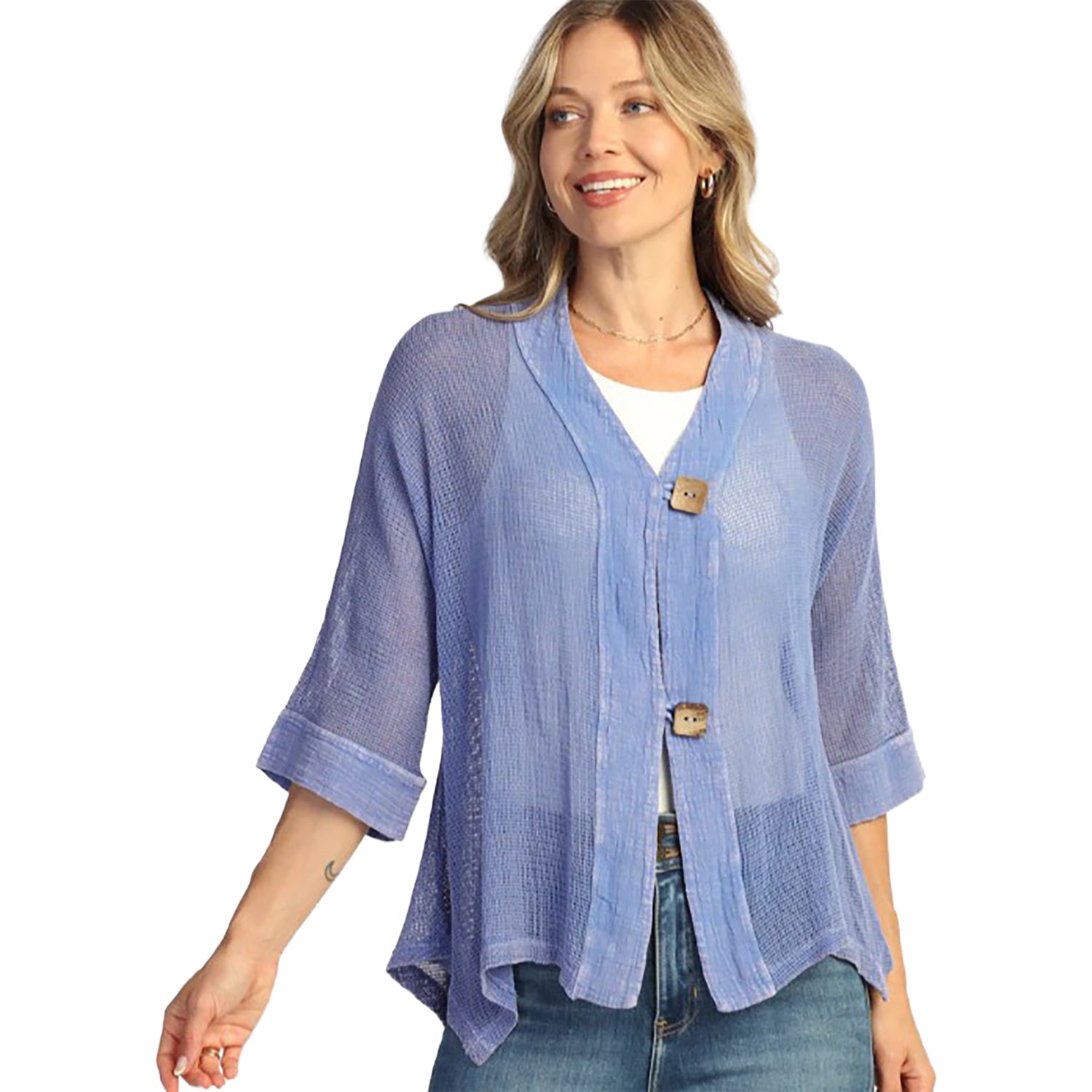 Womens Jess & jane Jess & Jane Mineral Wash Mesh Women's Cardigan Pacific Pacific