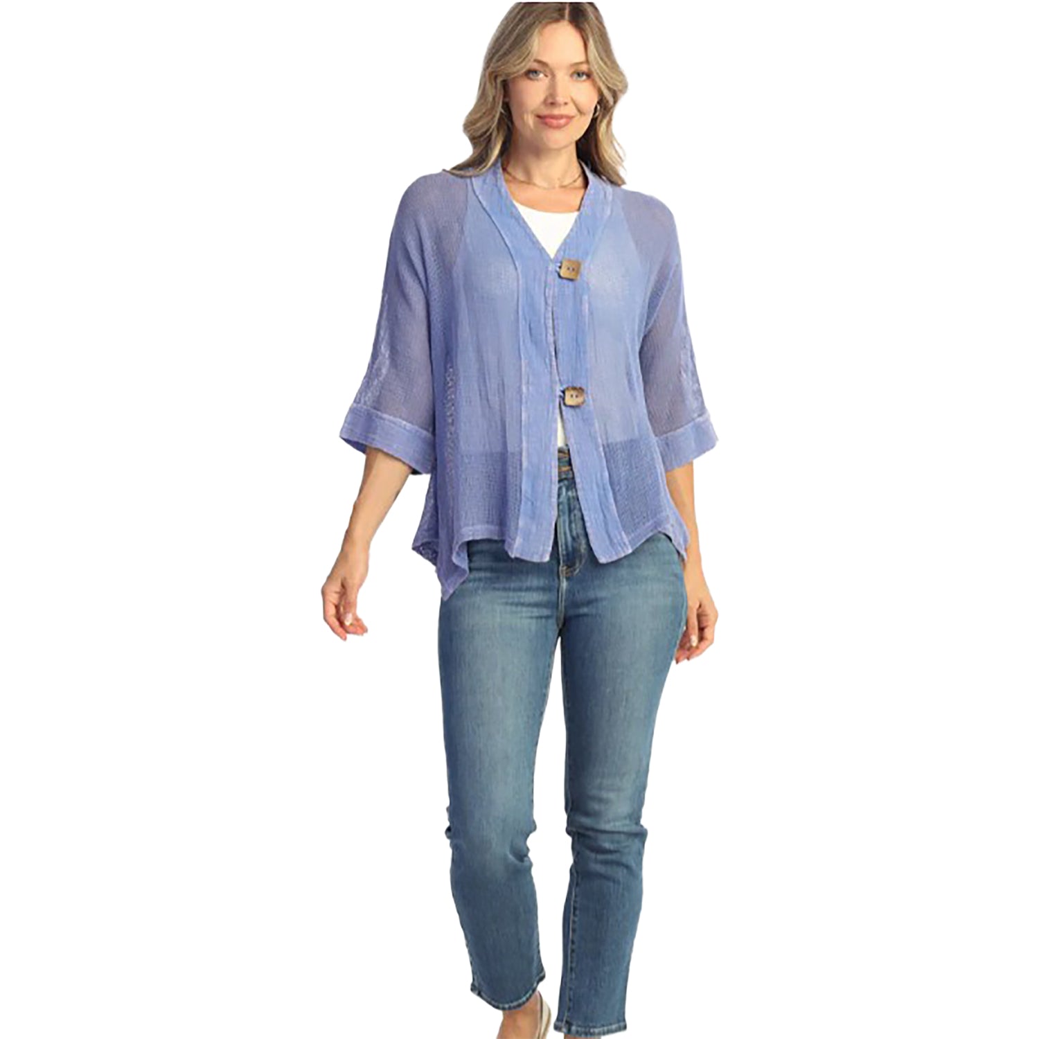 Womens Jess & jane Jess & Jane Mineral Wash Mesh Women's Cardigan Pacific Pacific