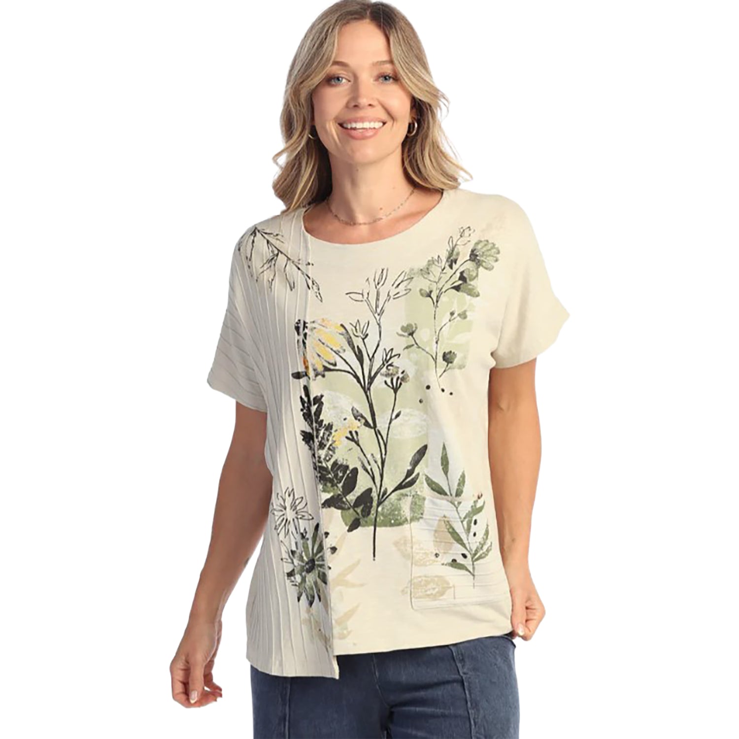 Womens Jess & jane Jess & Jane Mineral Wash Short Sleeve Ribbed Top with Pocket Women's Short Sleeve Top Keepsake Keepsake