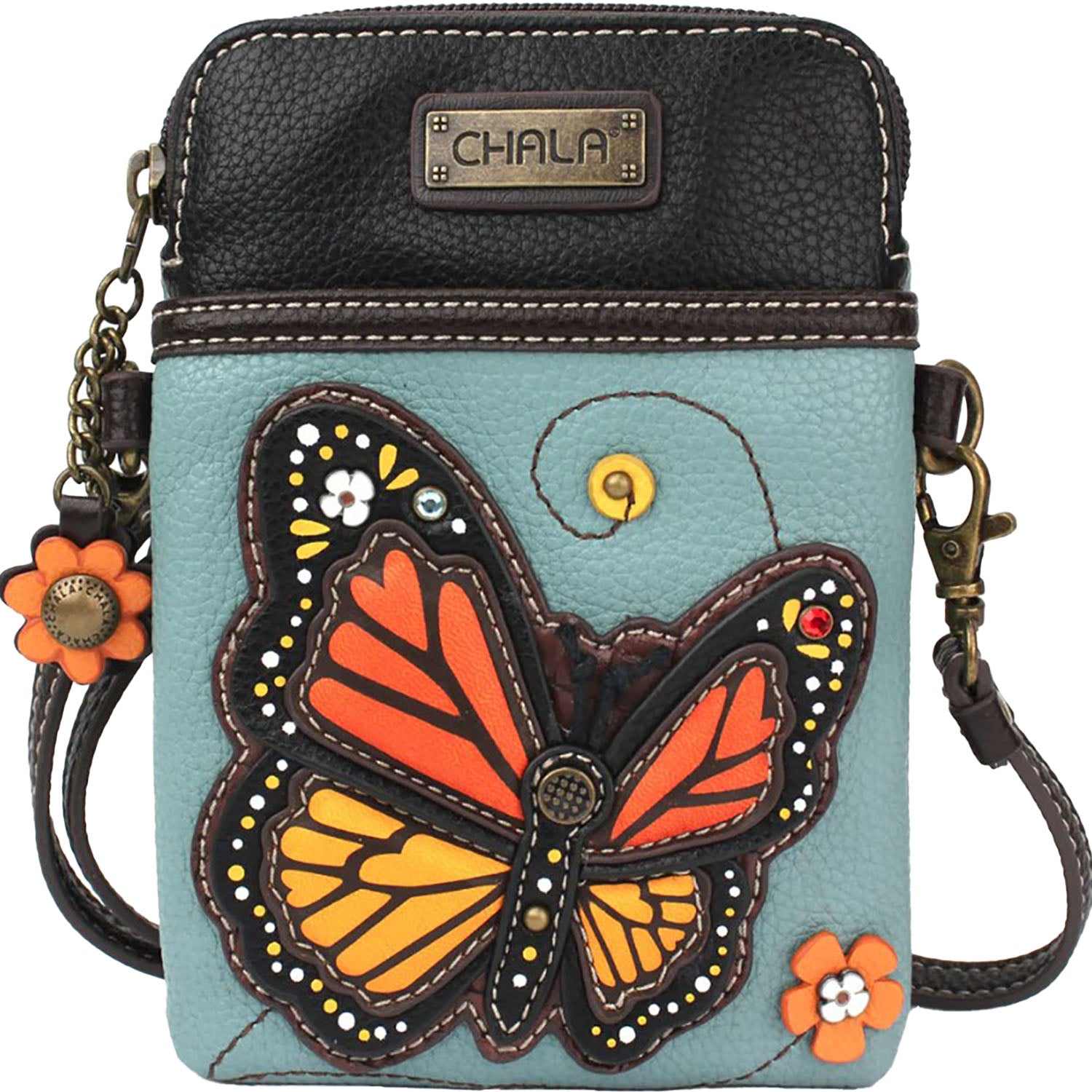 Chala Chala Monarch Butterfly Cell Phone Crossbody Handbag Blue Blue