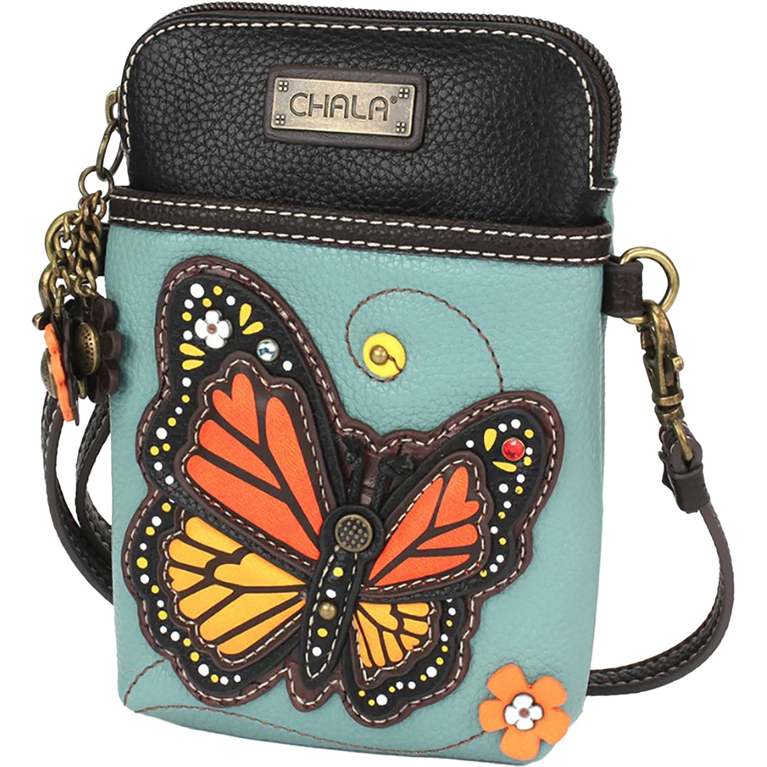 Chala Chala Monarch Butterfly Cell Phone Crossbody Handbag Blue Blue