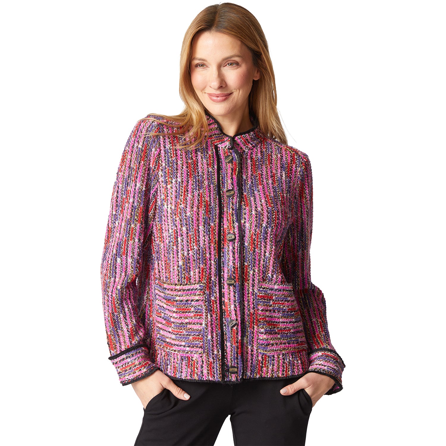 Womens Habitat Habitat Mosaic Knit Fringe Jacket Women's Outerwear Multi Multi