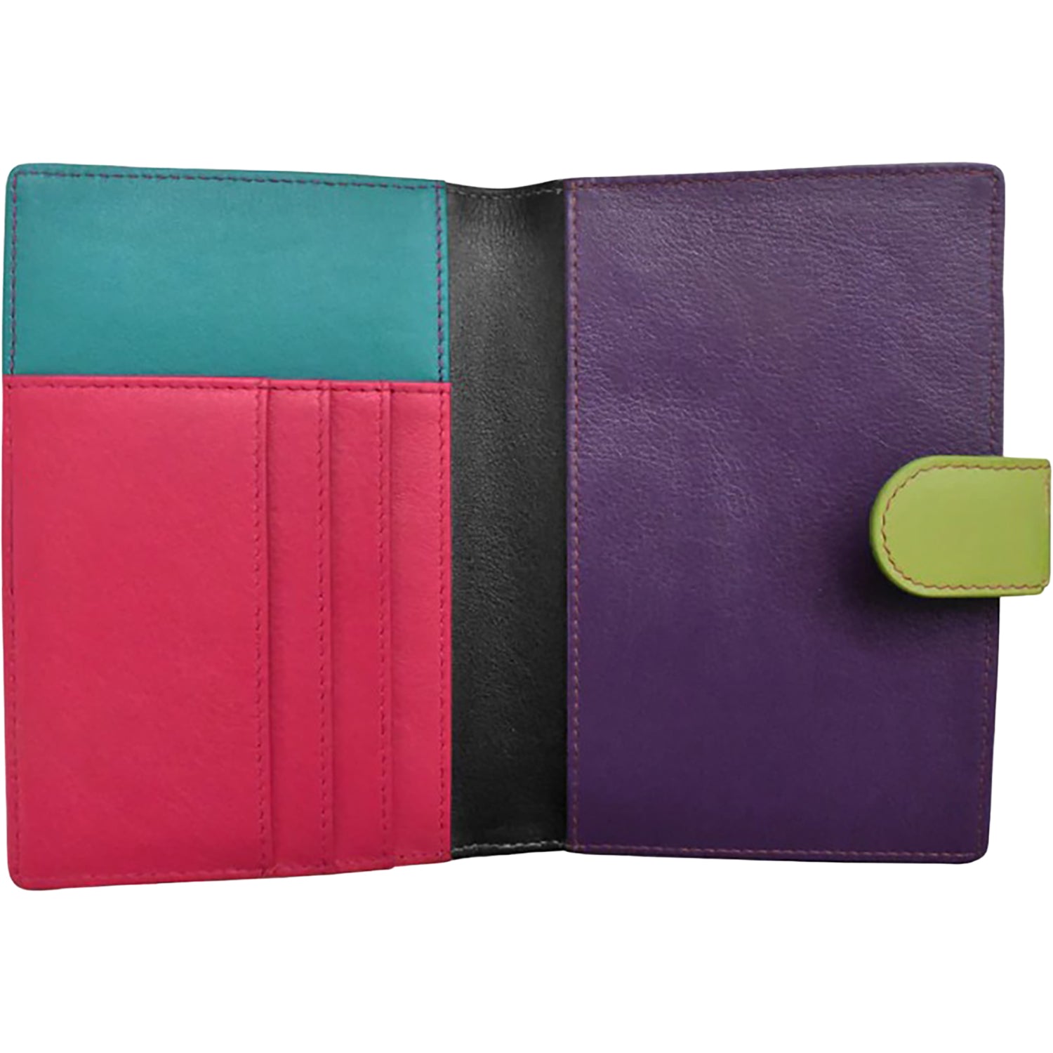 Womens Ili new york ili New York Multi Color Passport Wallet Black Brights Leather Black Brights