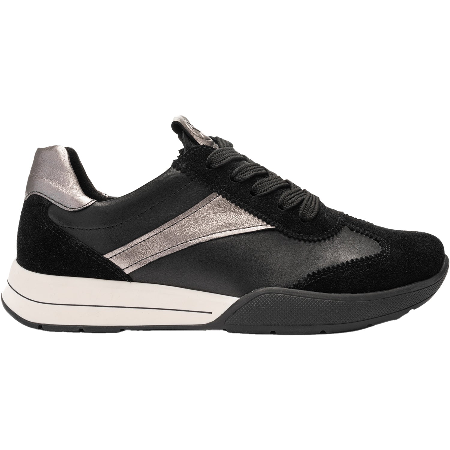 Womens Ara shoes Ara Myrtle Women's Sporty Lace Up Shoes Black/Graphite Metallic Suede/Leather Combi Black/Graphite Metallic Suede/Leather Combi