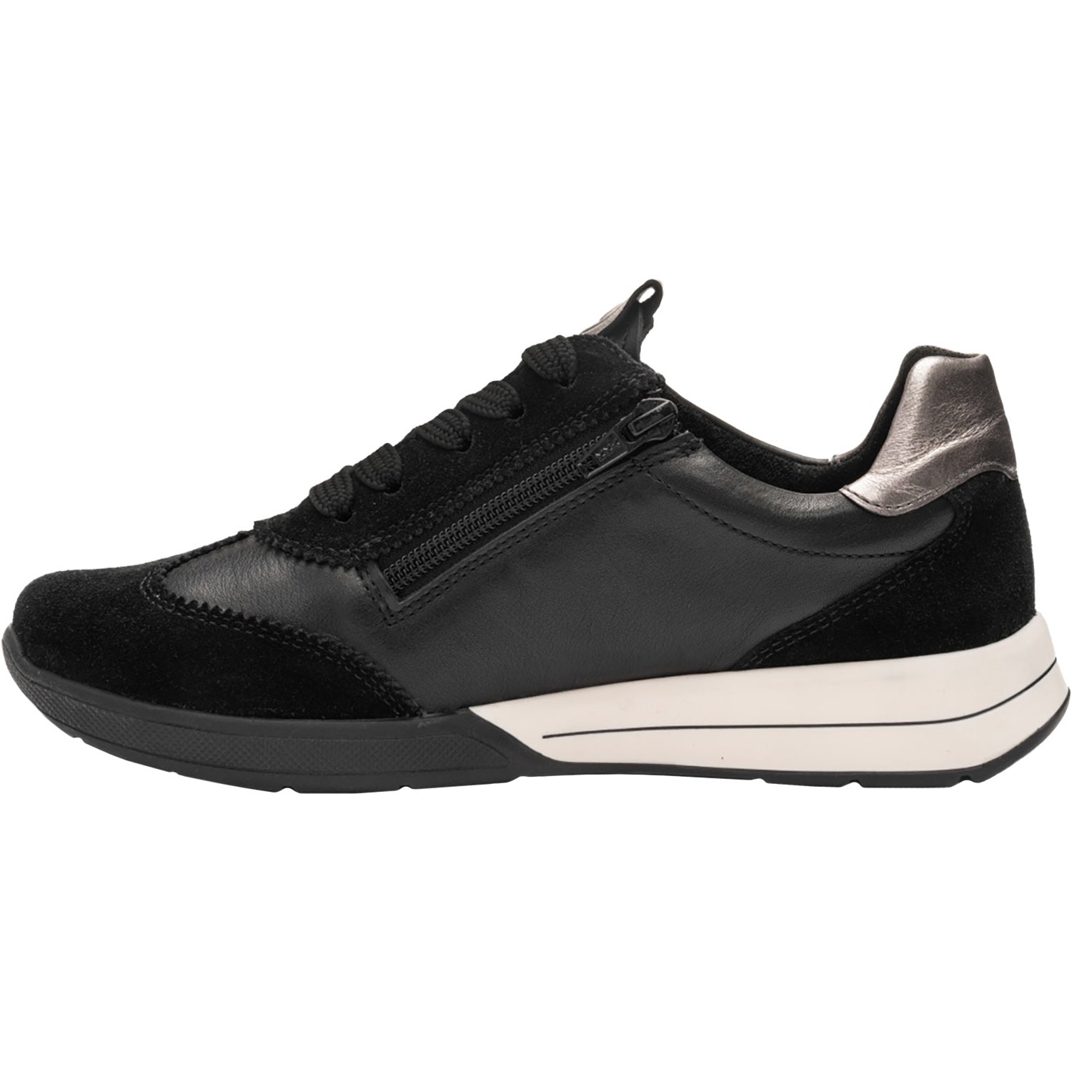 Womens Ara shoes Ara Myrtle Women's Sporty Lace Up Shoes Black/Graphite Metallic Suede/Leather Combi Black/Graphite Metallic Suede/Leather Combi