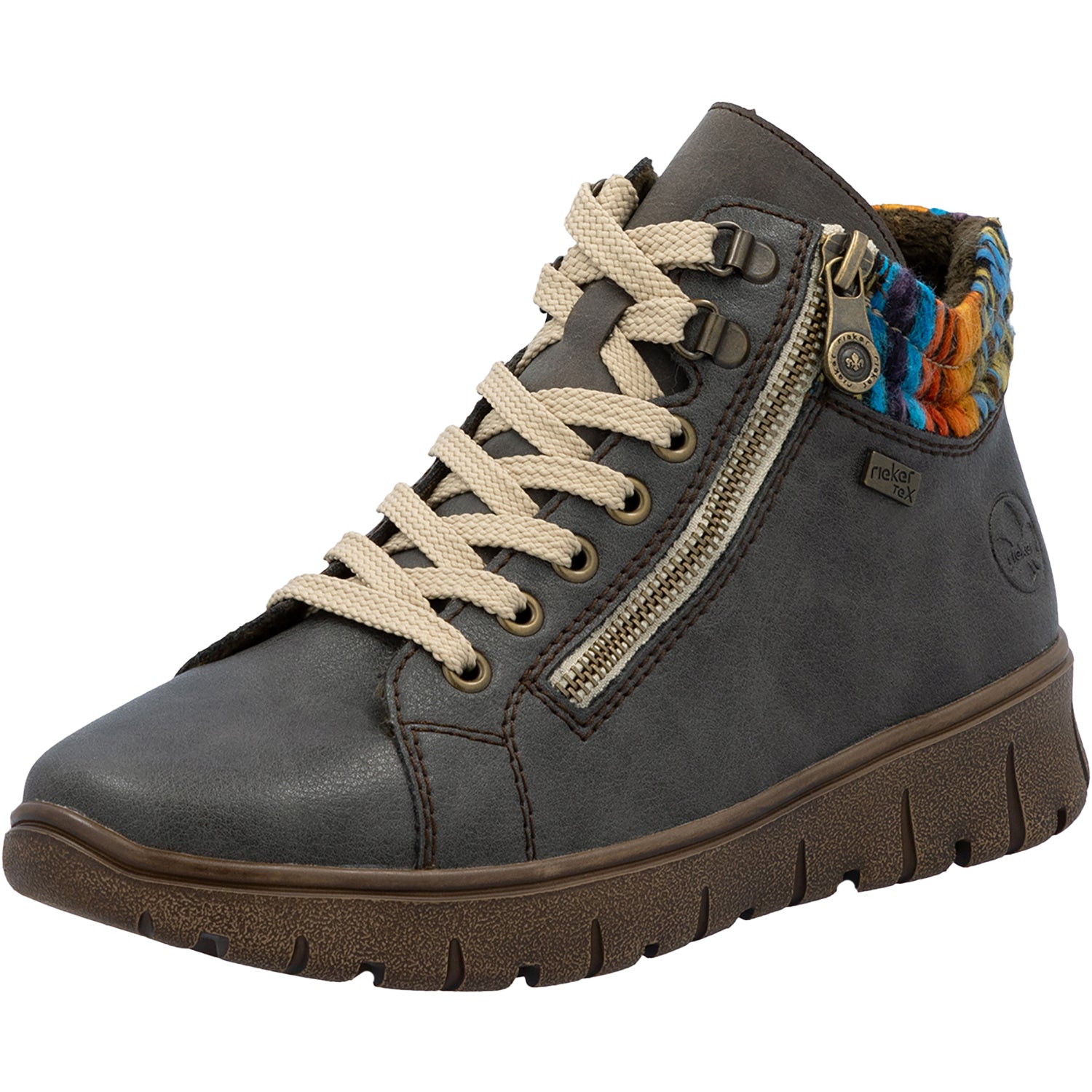 Womens Rieker Rieker N1305-45 Women's Boots Basalt/Orange-Multi/Basalt Basalt/Orange-Multi/Basalt
