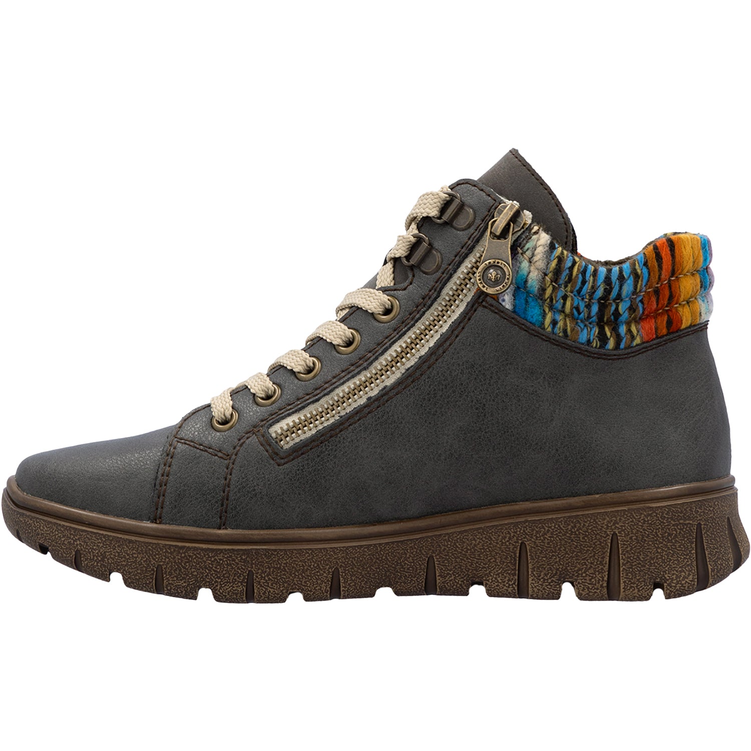 Womens Rieker Rieker N1305-45 Women's Boots Basalt/Orange-Multi/Basalt Basalt/Orange-Multi/Basalt
