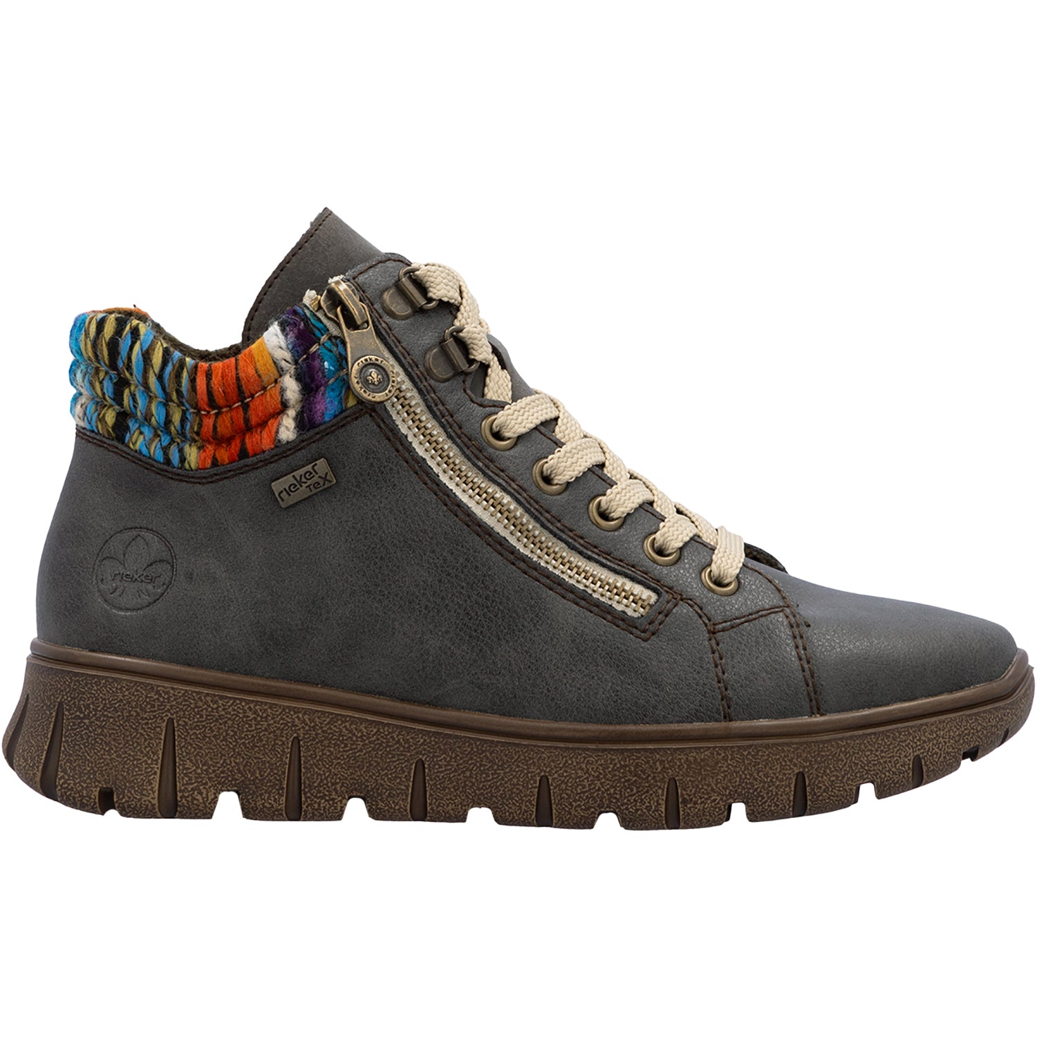 Womens Rieker Rieker N1305-45 Women's Boots Basalt/Orange-Multi/Basalt Basalt/Orange-Multi/Basalt