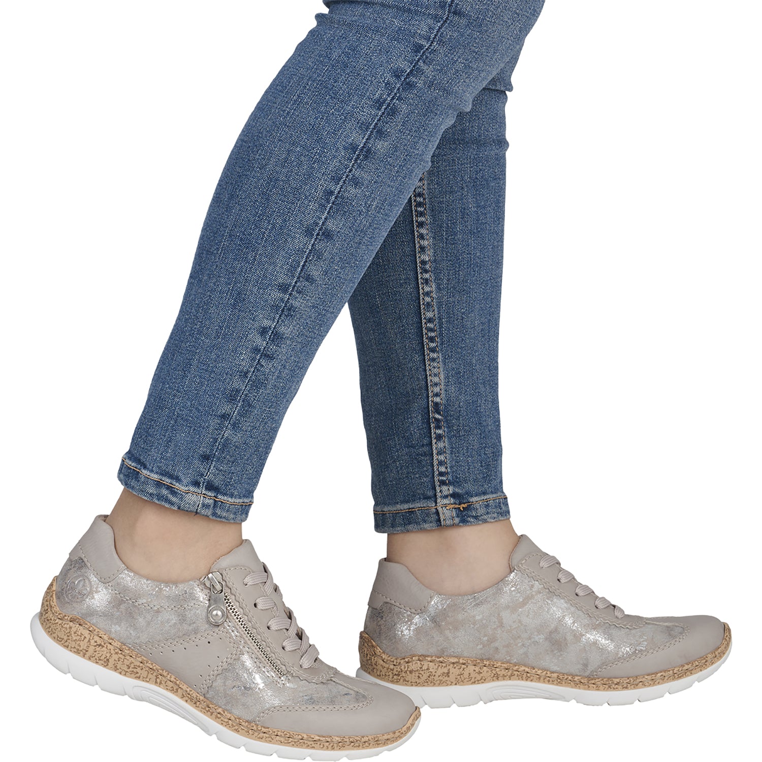 Womens Rieker Rieker N4221-90 Nikita 21 Women's Sneakers Ice/Rose Metallic Ice/Rose Metallic