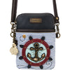 Womens Chala Chala Nautical Wheel Cellphone Crossbody Handbag Blue/White Stripe Blue/White Stripe