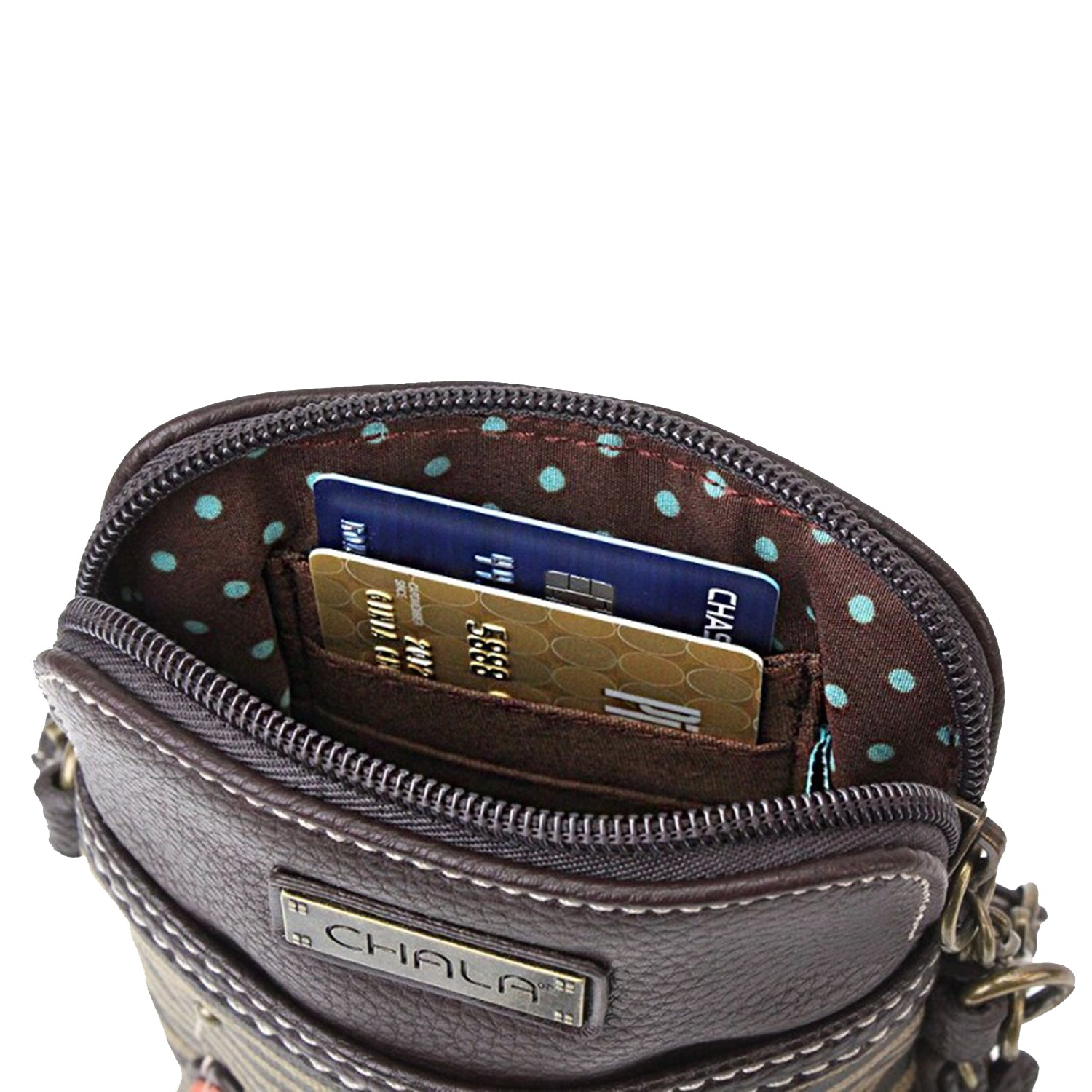 Womens Chala Chala Nautical Wheel Cellphone Crossbody Handbag Blue/White Stripe Blue/White Stripe
