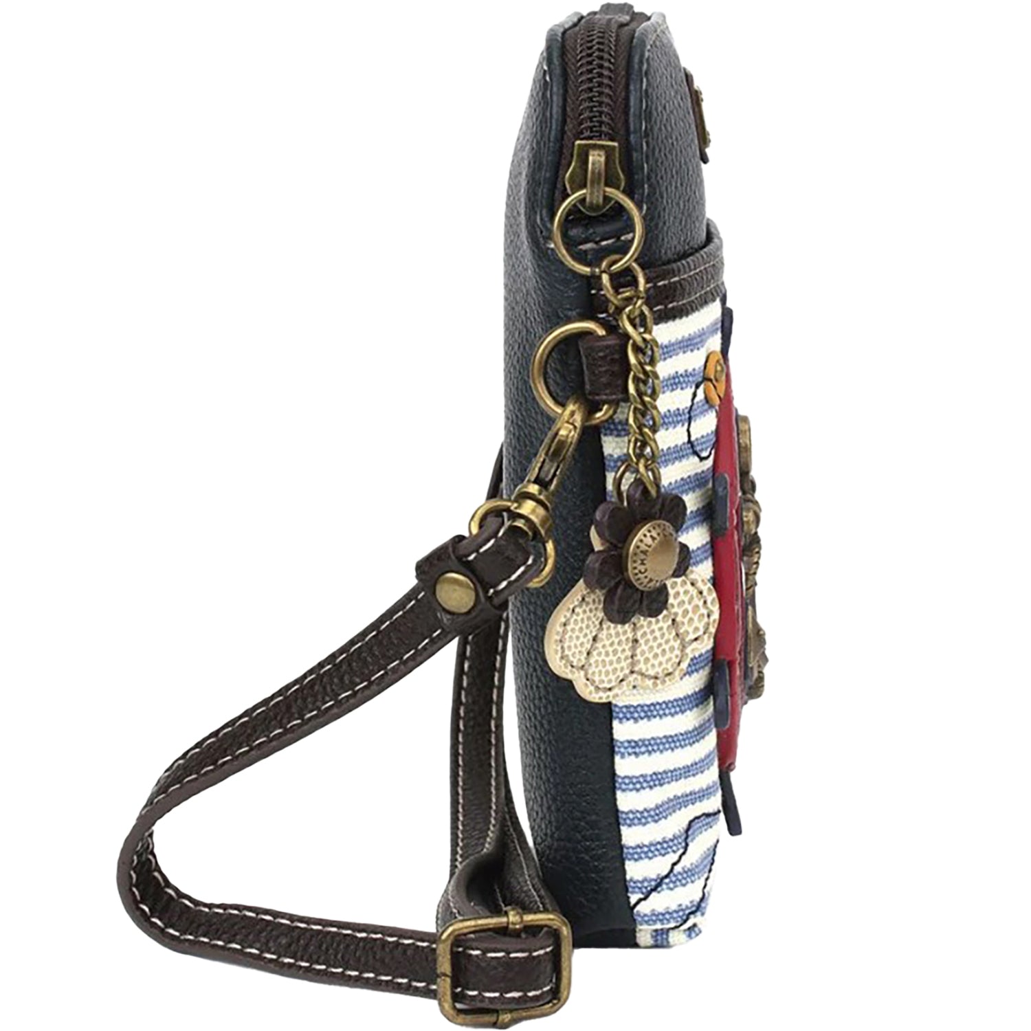 Womens Chala Chala Nautical Wheel Cellphone Crossbody Handbag Blue/White Stripe Blue/White Stripe