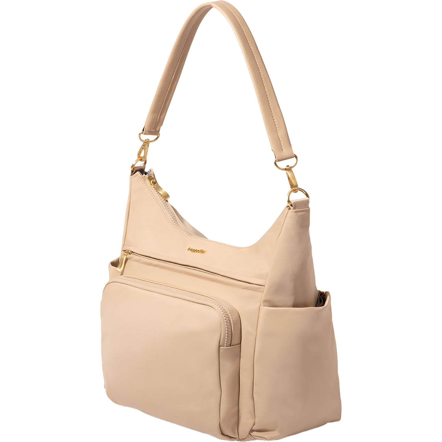 Womens Baggallini Baggallini Nolita Convertible Hobo Handbag Desert Sand Twill Desert Sand Twill