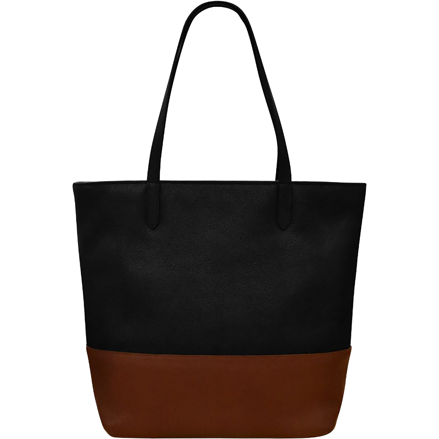 Womens Ili new york ili New York North South Zip Tote Handbag Black/Toffee Leather Black/Toffee Leather