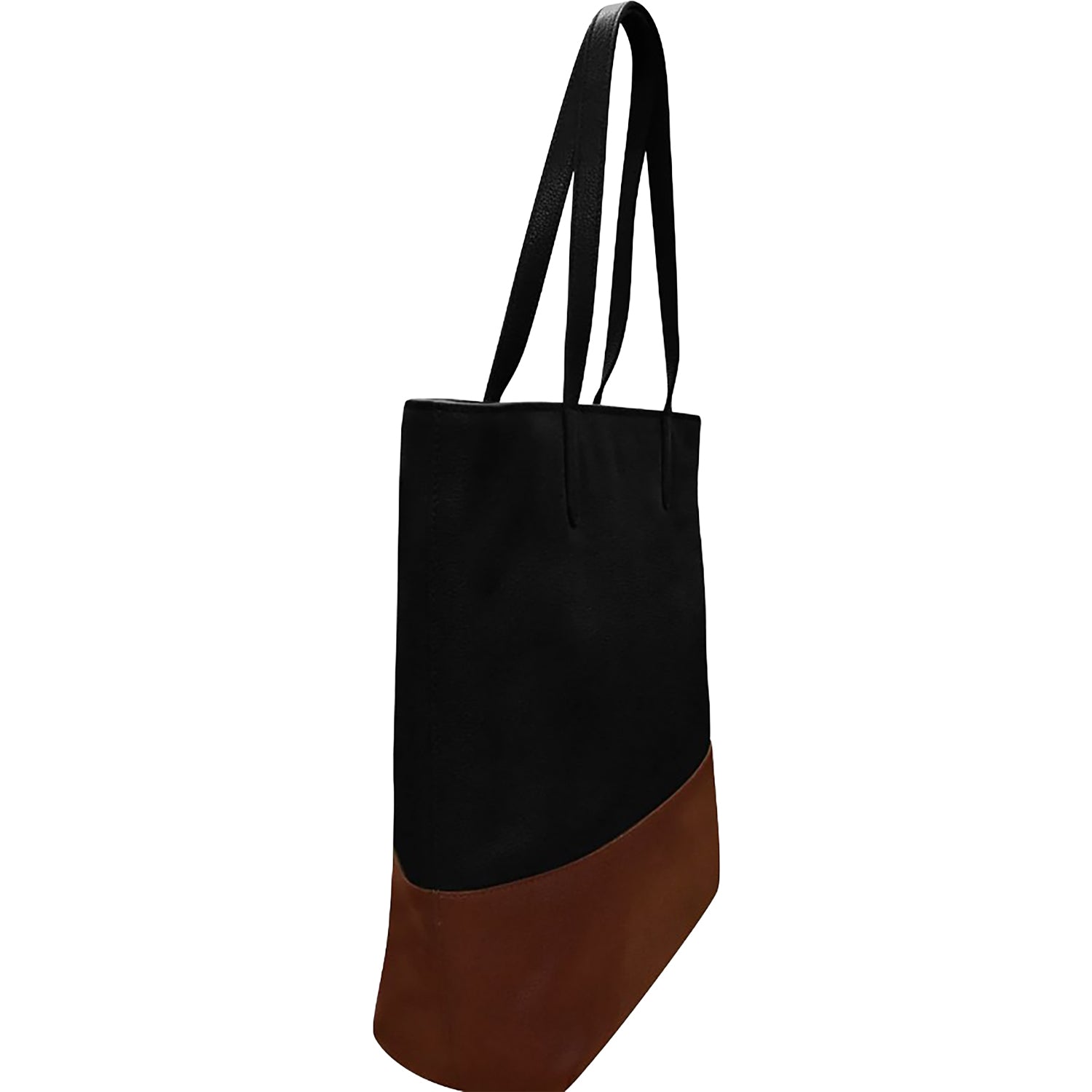 Womens Ili new york ili New York North South Zip Tote Handbag Black/Toffee Leather Black/Toffee Leather