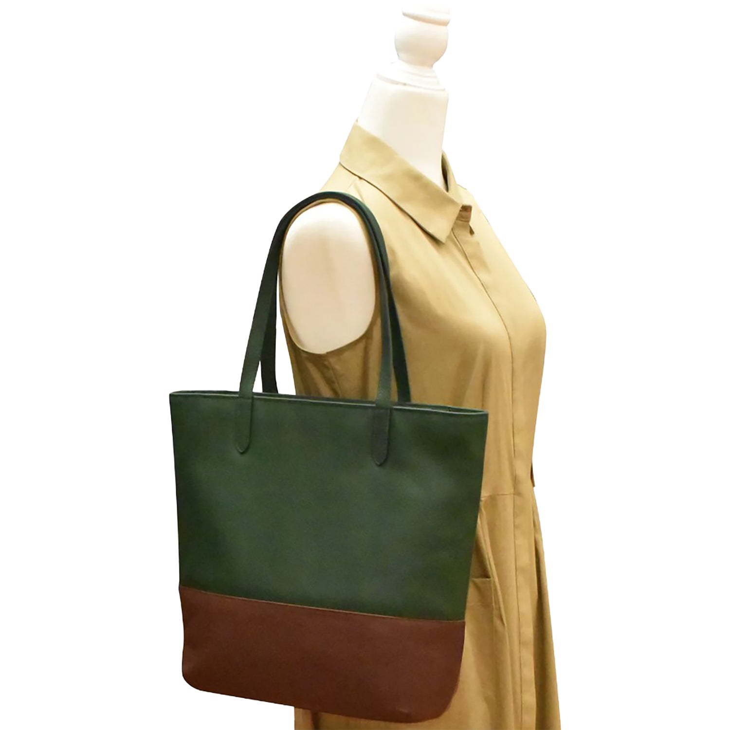 Womens Ili new york ili New York North South Zip Tote  Handbag Hunter Green/Rustic Brown Hunter Green/Rustic Brown