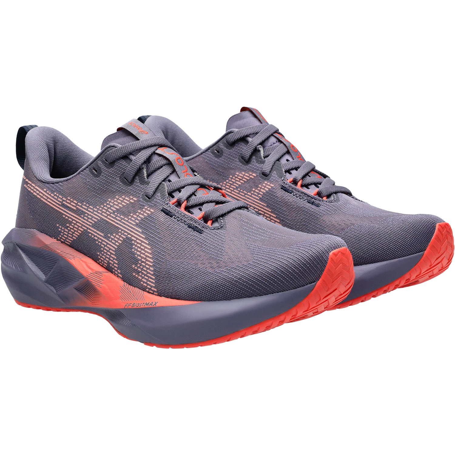 Womens Asics ASICS Novablast 5 (Neutral Support) Women's Athletic Shoes Greyish Purple/Coral Reef Greyish Purple/Coral Reef
