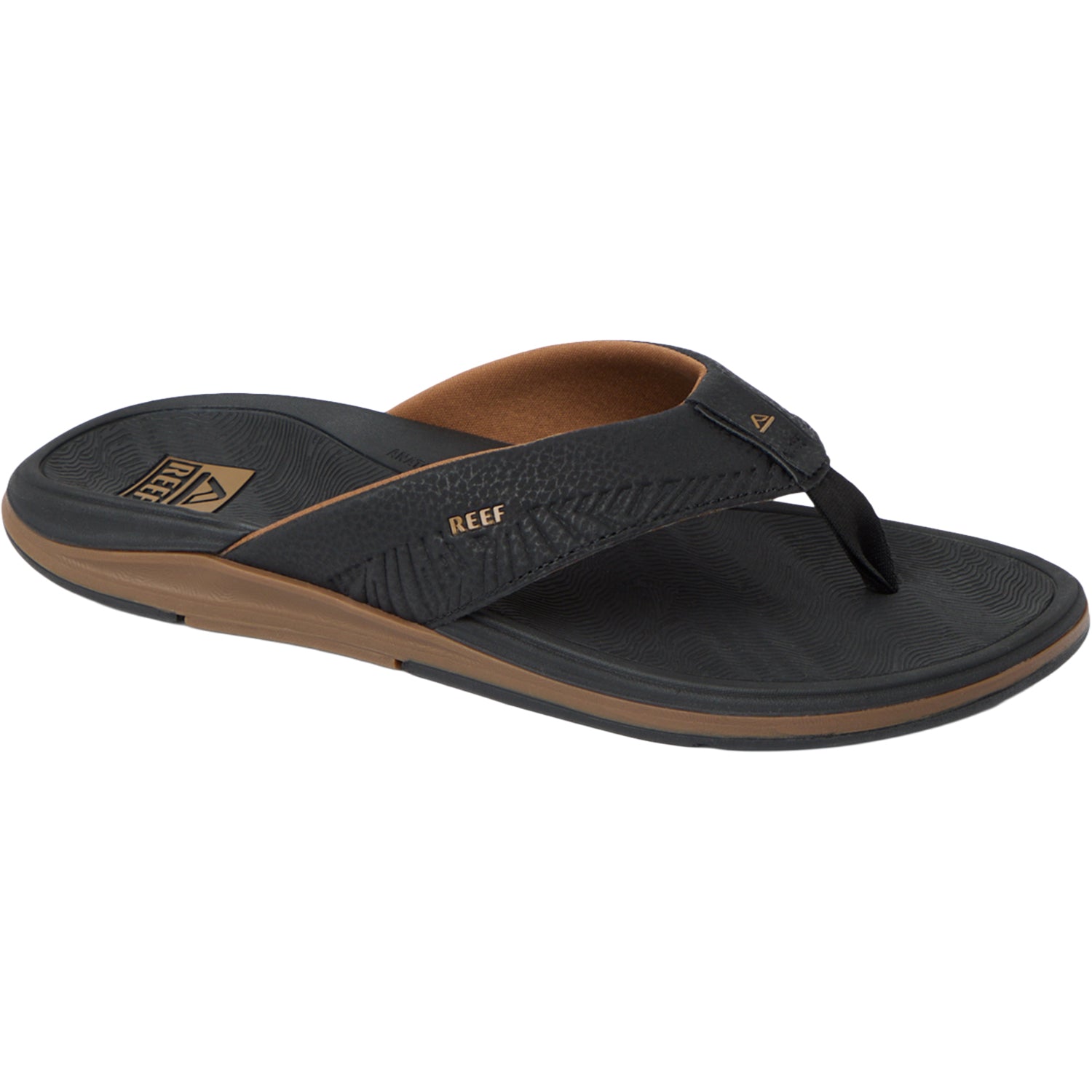Mens Reef Reef Offshore Men's Sandals Thong Sandals Black/Gum Black/Gum