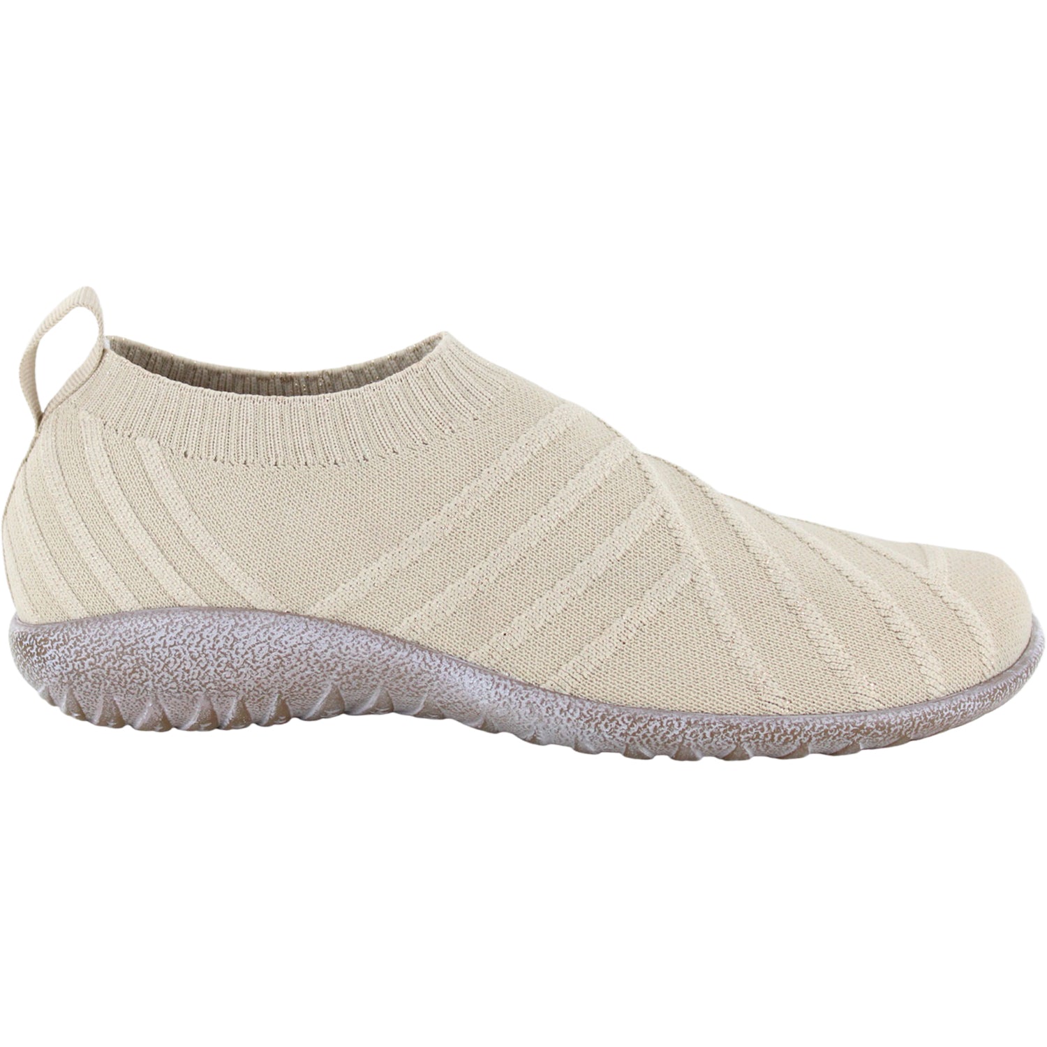 Womens Naot Naot Okahu Women's Slip Ons Taupe Gold Sparkle Knit Taupe Gold Sparkle Knit