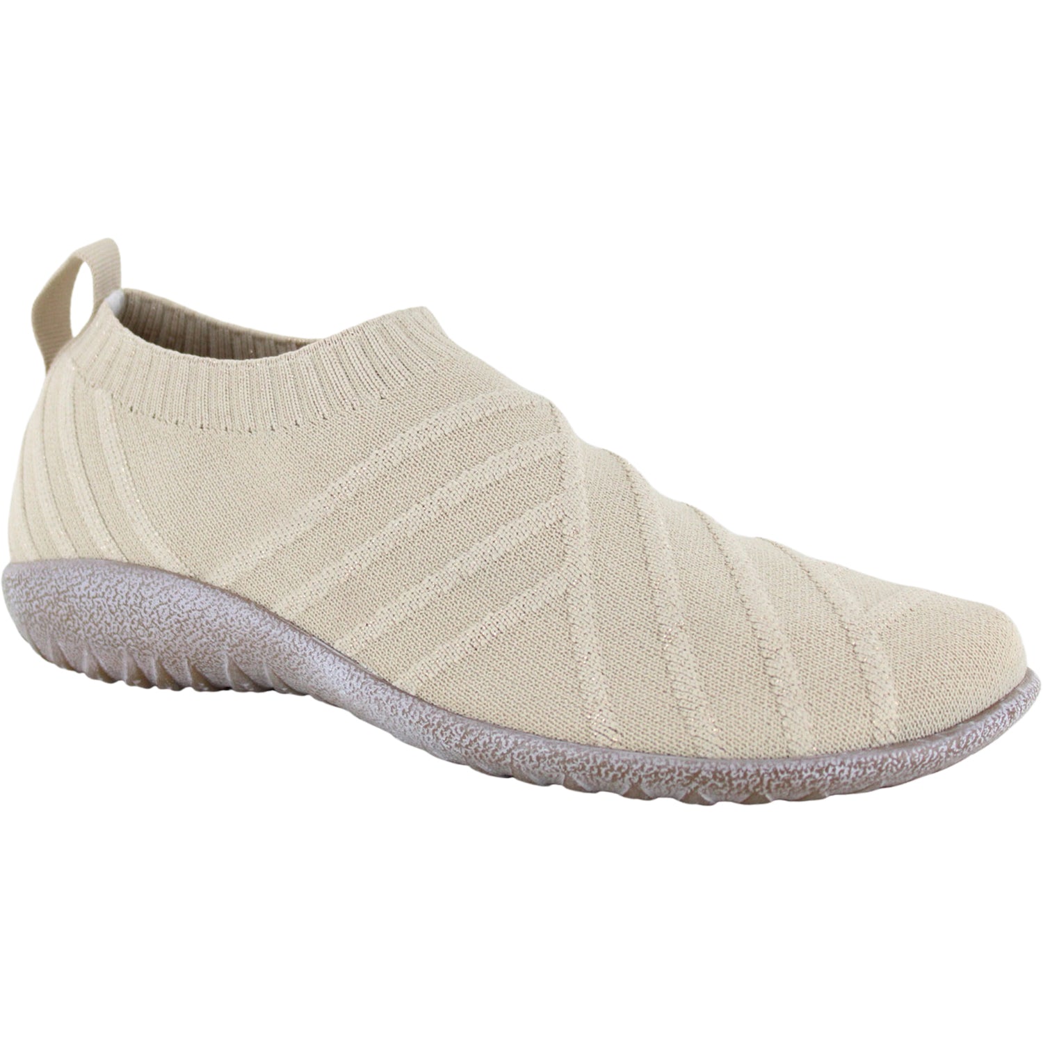 Womens Naot Naot Okahu Women's Slip Ons Taupe Gold Sparkle Knit Taupe Gold Sparkle Knit