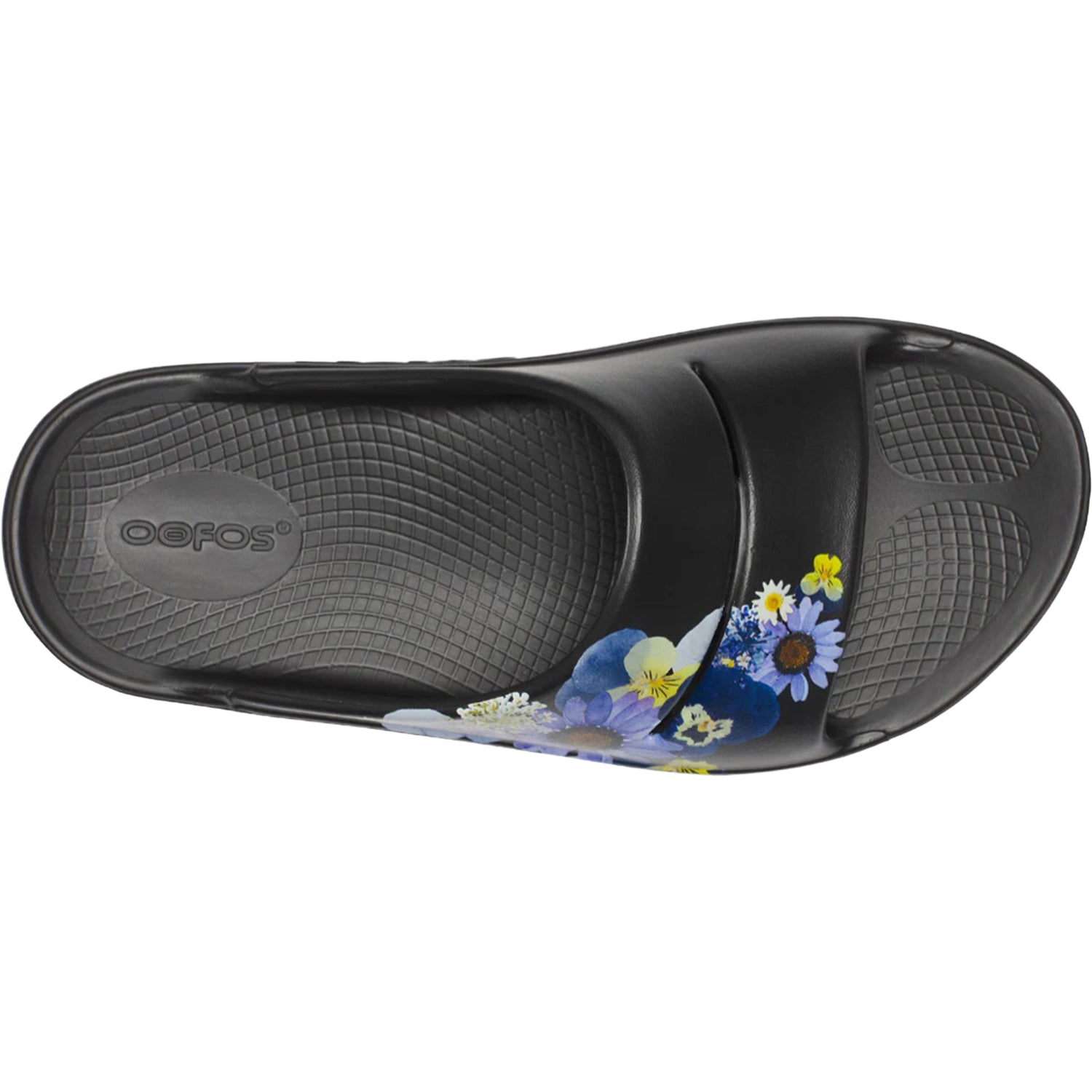 Womens Oofos OOFOS OOAhh Limited Women's Recovery Slides Black Blossom Black Blossom