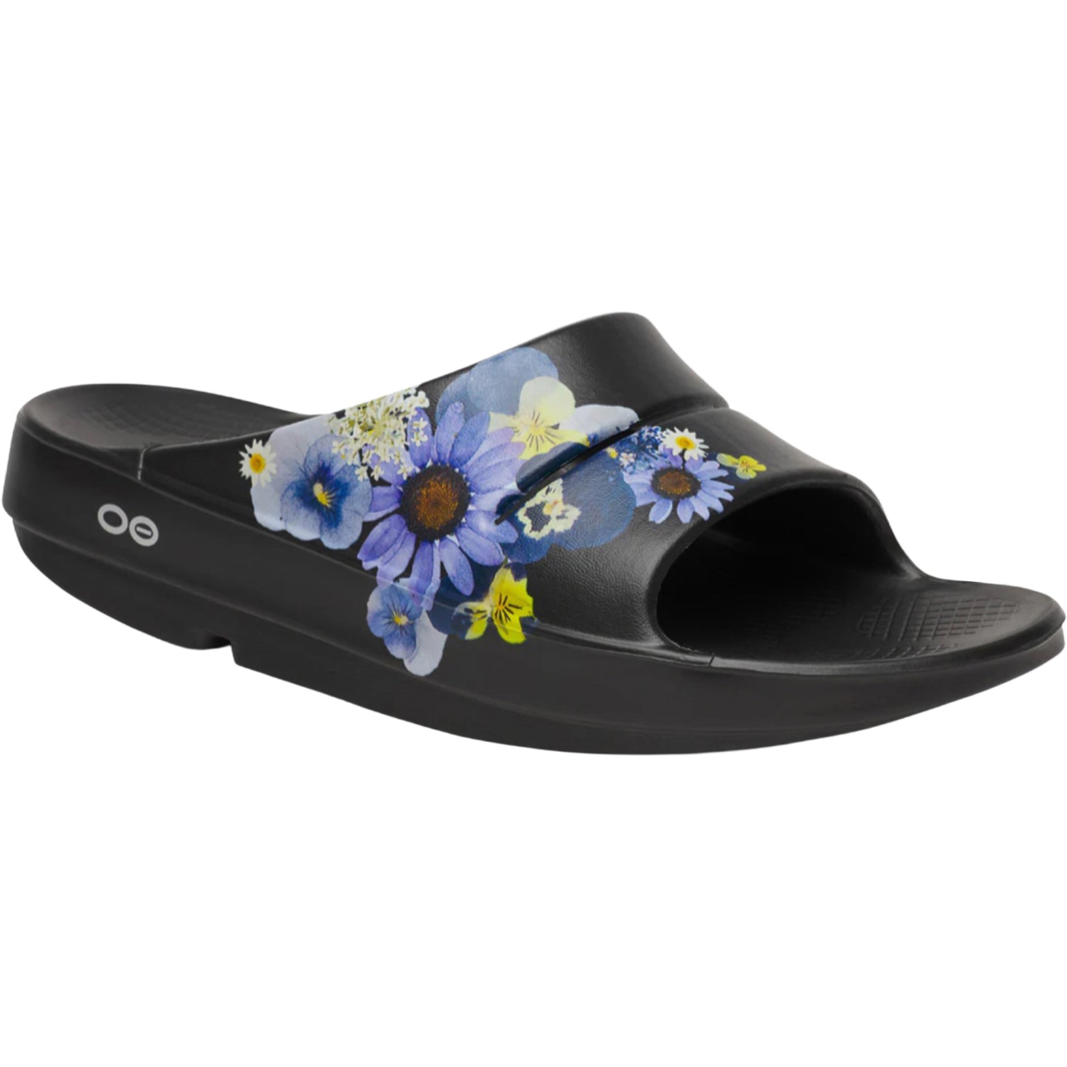 Womens Oofos OOFOS OOAhh Limited Women's Recovery Slides Black Blossom Black Blossom