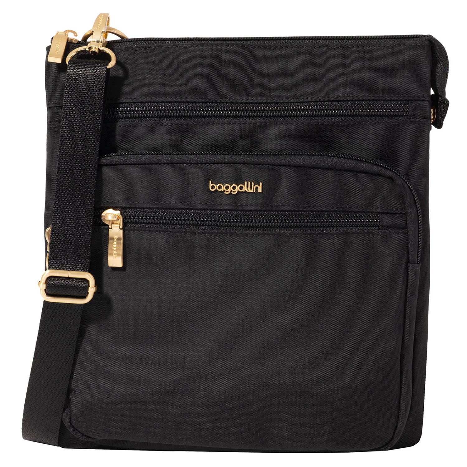 Womens Baggallini Baggallini Out and About Crossbody Black/Gold Black/Gold