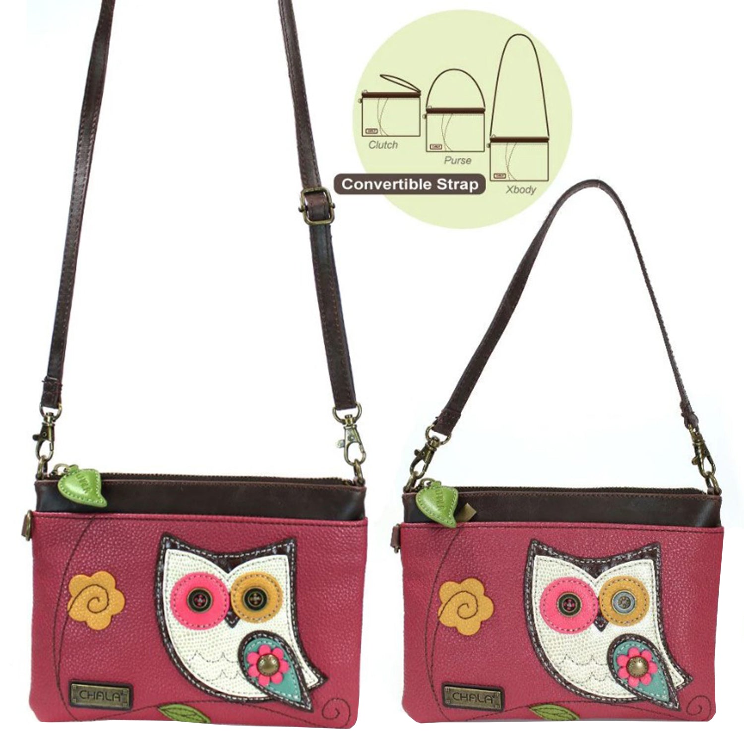Chala Chala Owl Mini Crossbody Handbag Dark Pink Dark Pink