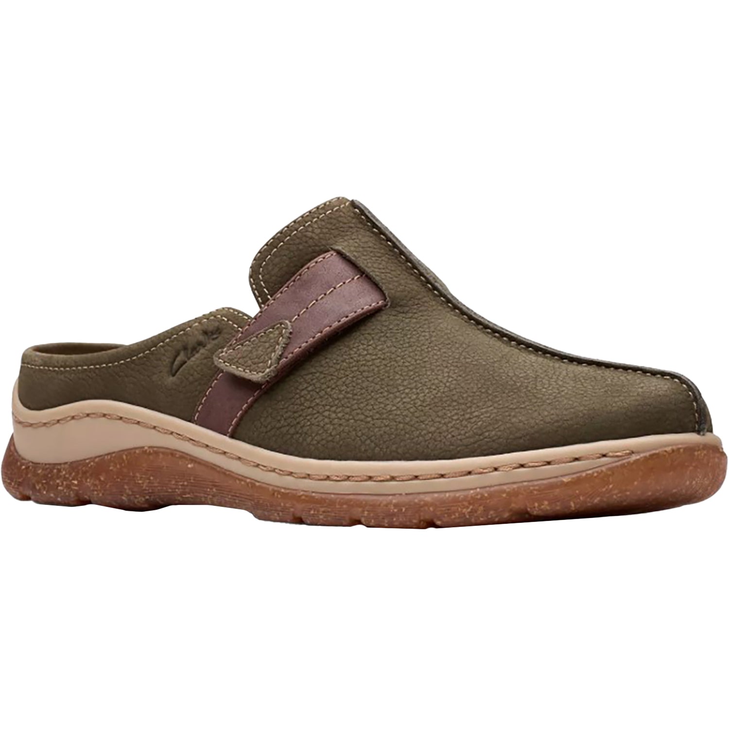 Womens Clarks Clarks Orlene Clog Women's Open Back Clogs Olive Combi Nubuck Olive Combi Nubuck