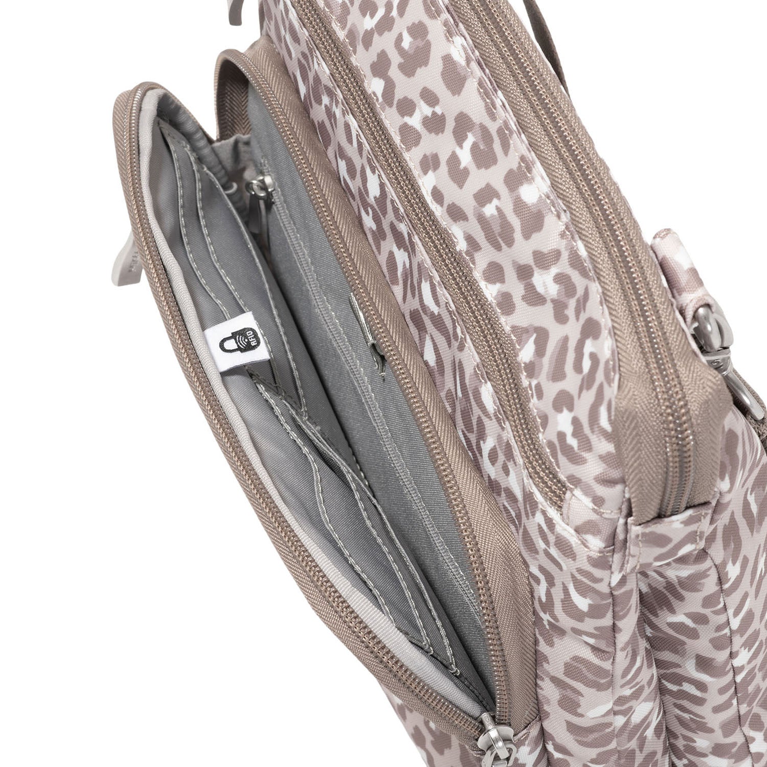 Womens Baggallini Baggallini Out and About Crossbody Handbag Mocha Cheetah Print Mocha Cheetah Print