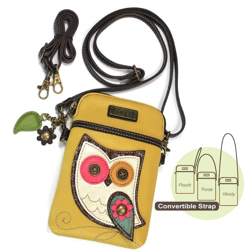 Chala Chala Owl Cellphone Crossbody Handbag Mustard Mustard