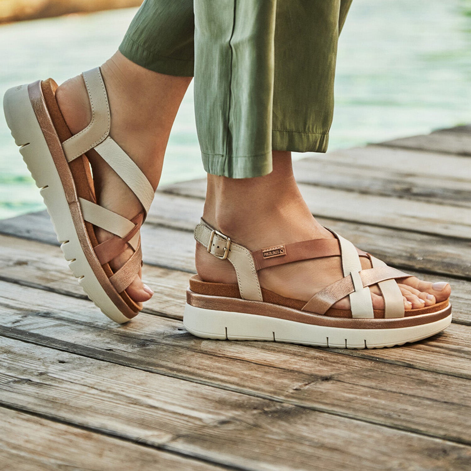 Womens Pikolinos Pikolinos Palma W4N-0650C1 Women's Wedge Sandals Marfil Marfil