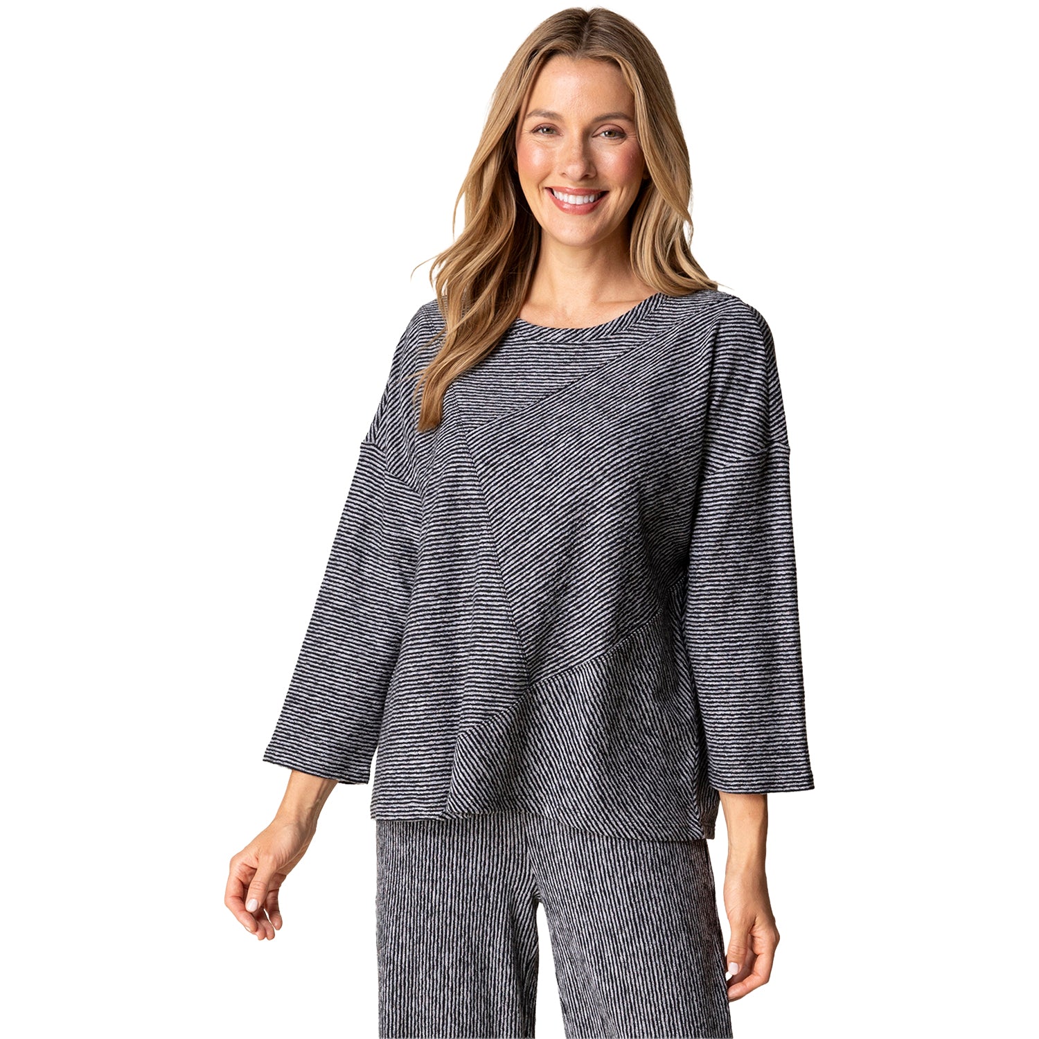 Womens Habitat Habitat Pasadena Knit Pacific Seamed Top Women's Long Sleeve Top Black Black