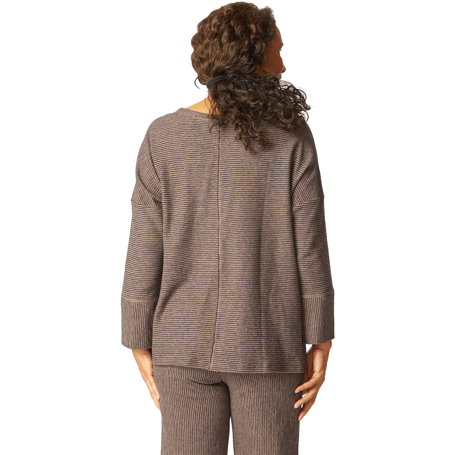 Womens Habitat Habitat Pasadena Stripe Canyon Pullover Women's Long Sleeve Top Truffle Truffle