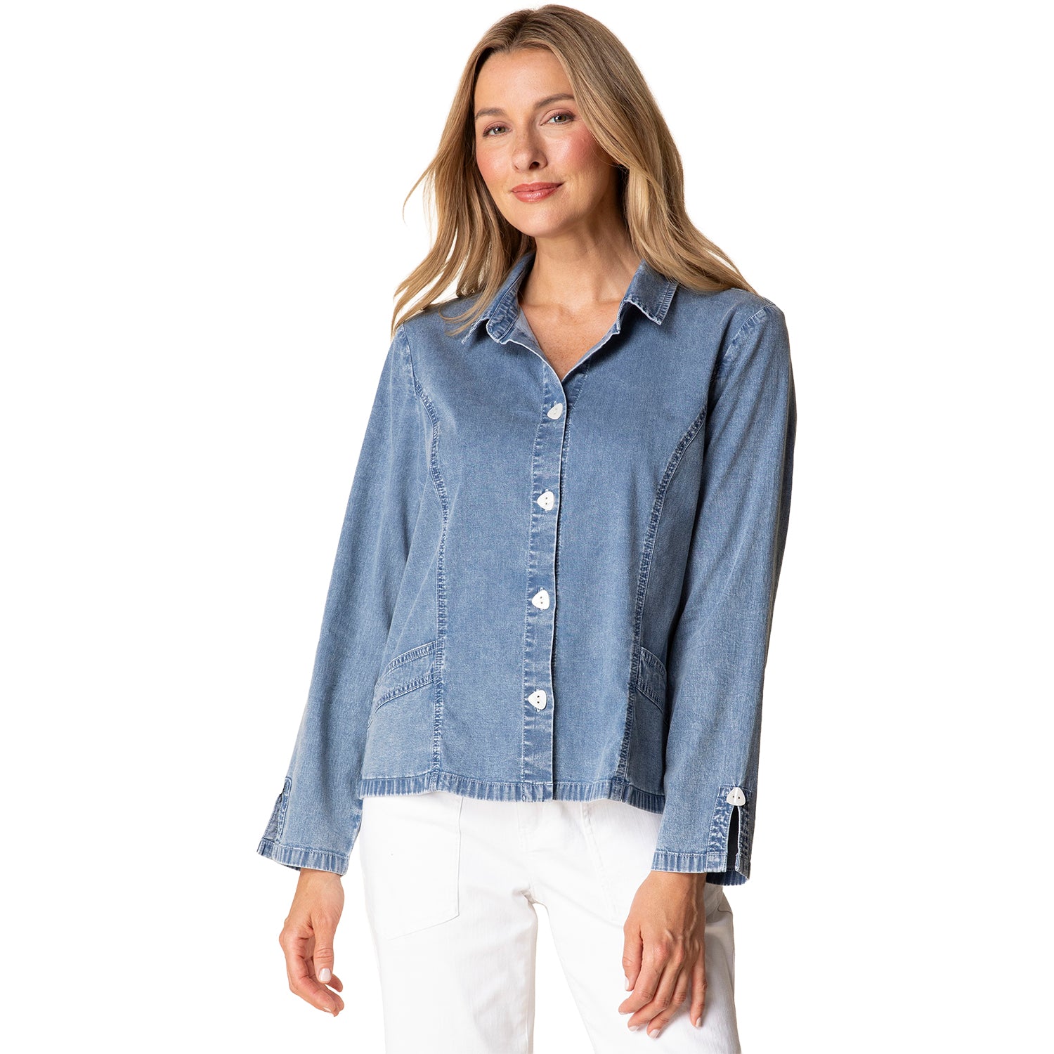 Womens Habitat Habitat Perfect Travel Shirt Jacket Women's Top Light Denim Light Denim