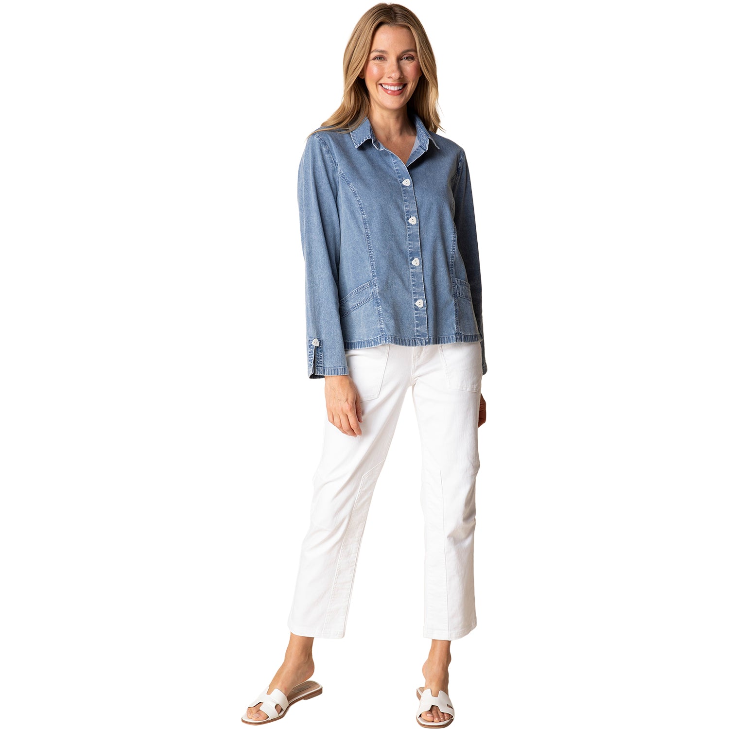 Womens Habitat Habitat Perfect Travel Shirt Jacket Women's Top Light Denim Light Denim