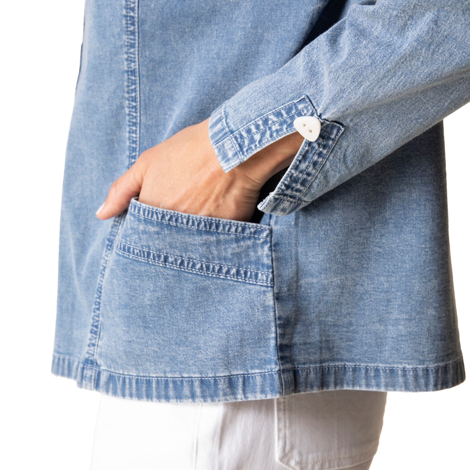 Womens Habitat Habitat Perfect Travel Shirt Jacket Women's Top Light Denim Light Denim