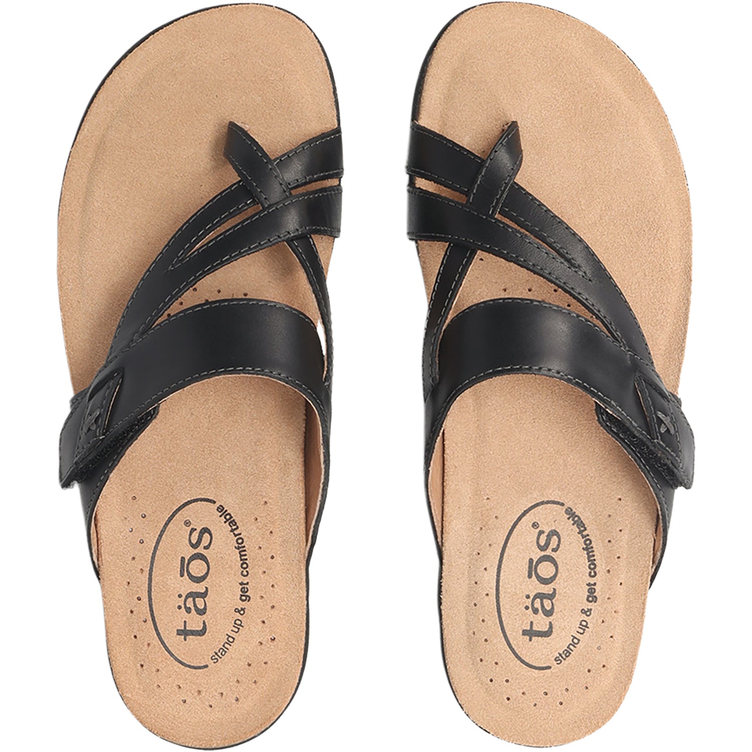 Womens Taos Taos Perfect Women's Thong Sandals Black Leather Black Leather