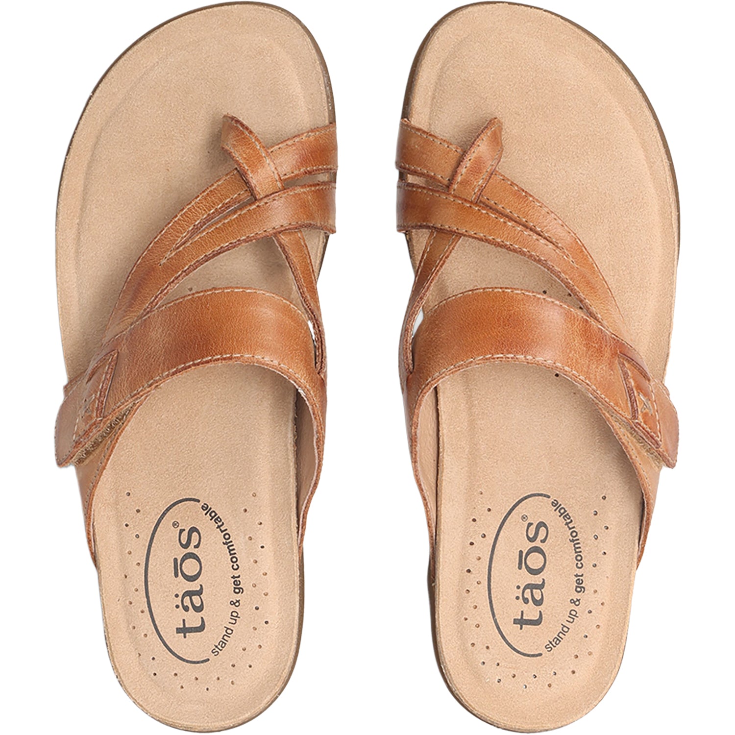Womens Taos Taos Perfect Women's Flip Flops Sandals Tan Leather Tan Leather
