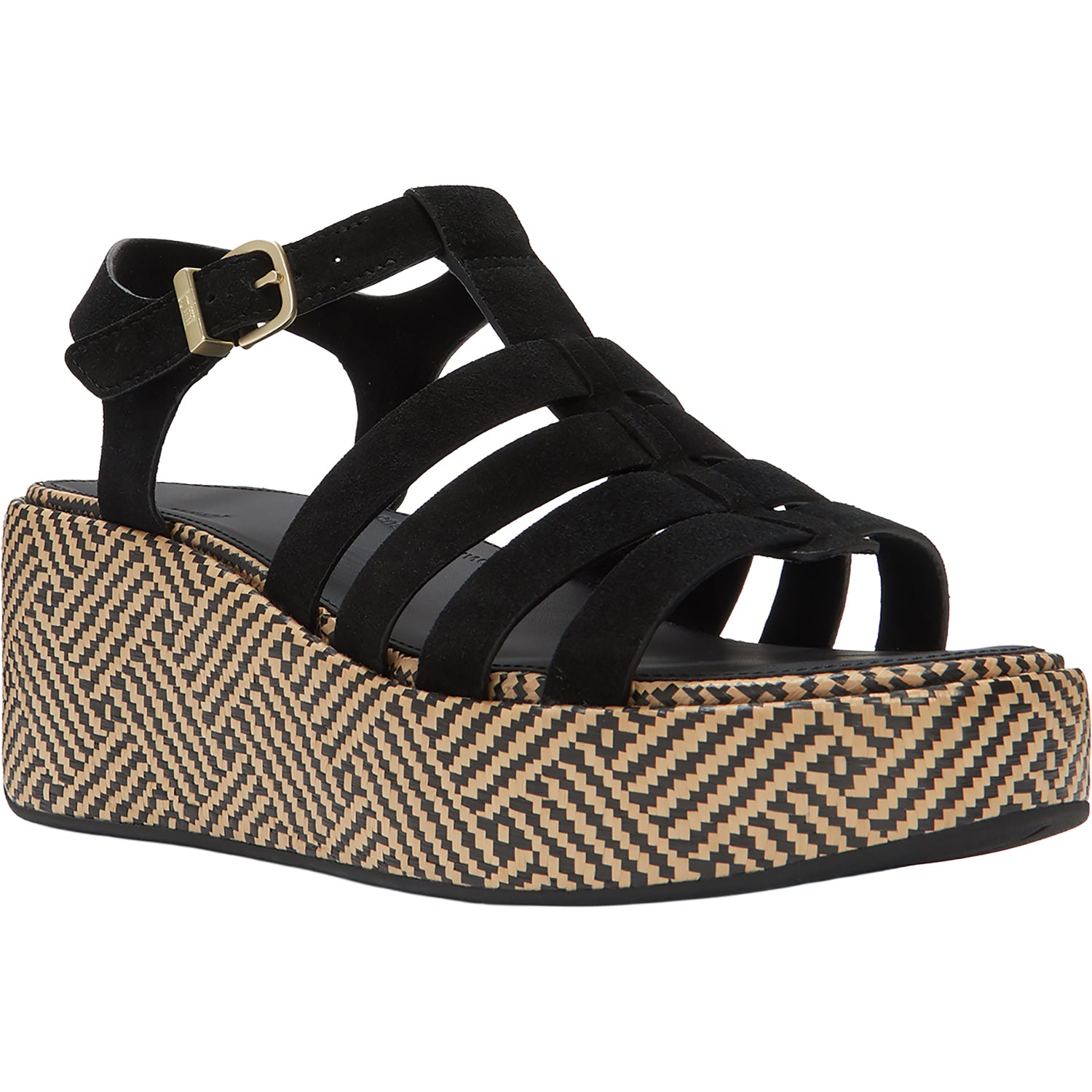 Womens Fit flop FitFlop Platfforms Graphic-Weave Fisherman Sandal Women's Wedge Sandals Black Black