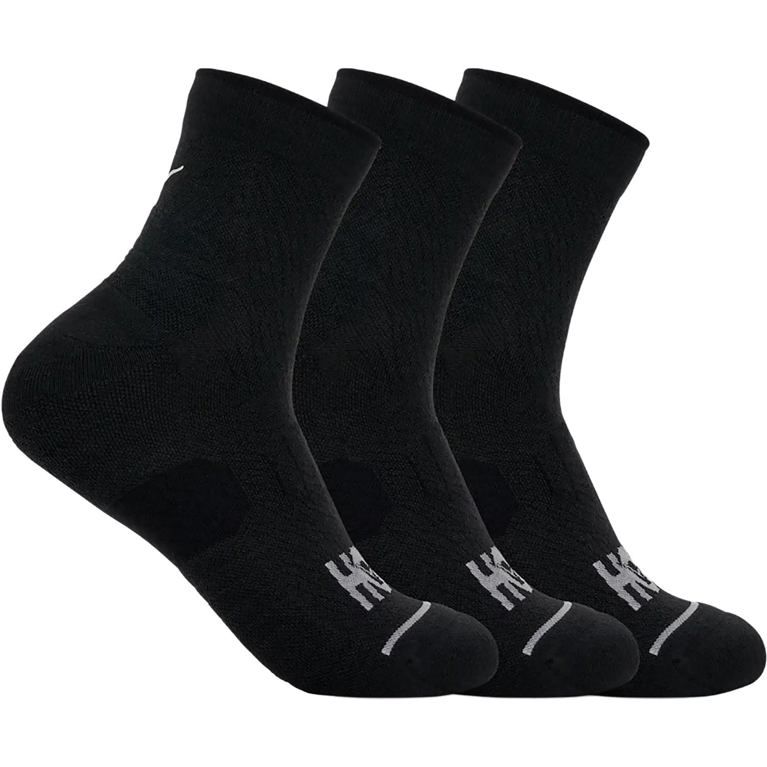 Mens Hoka one one Hoka Quarter Run 3-Pack Men's Socks Black Black