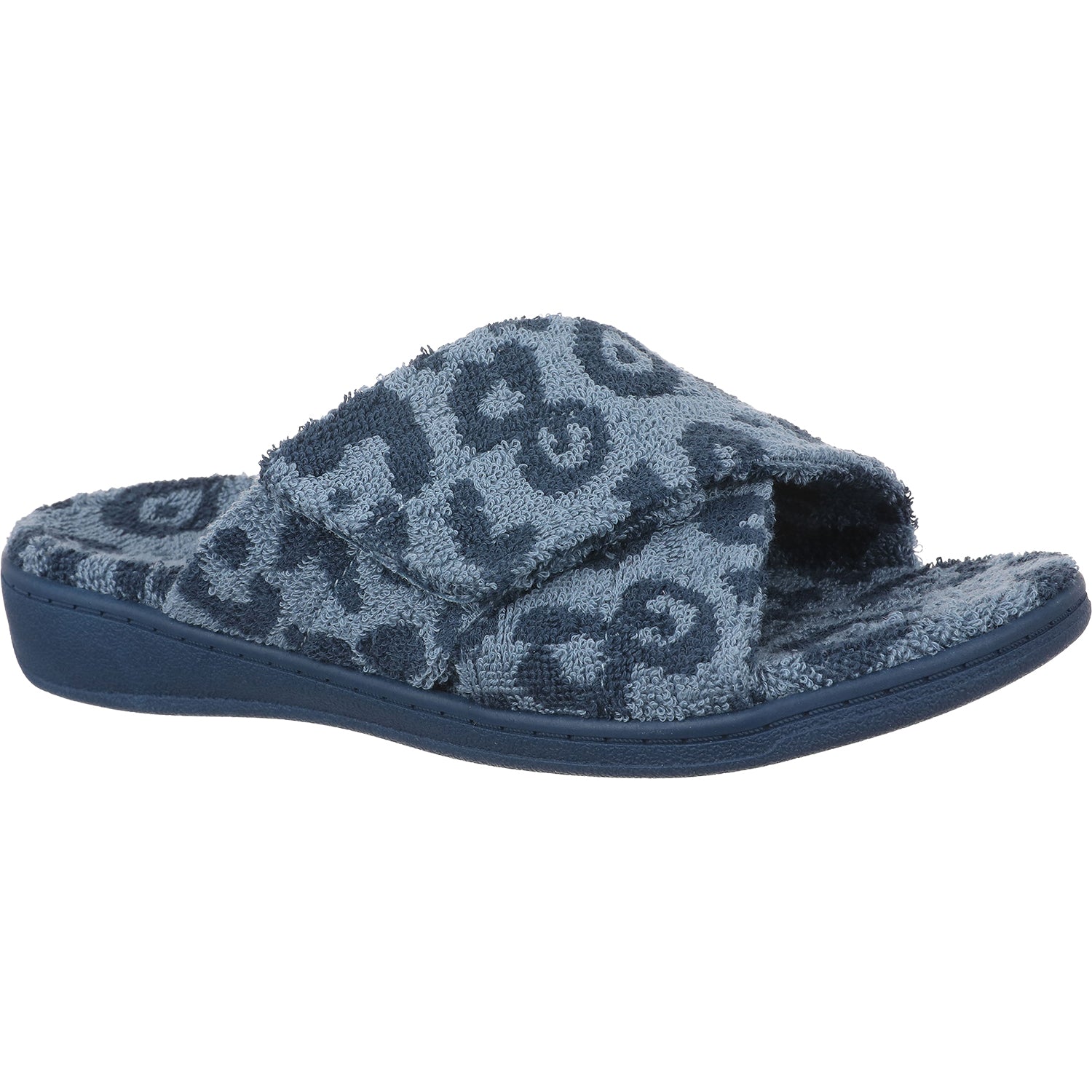 Womens Vionic Women's Vionic Relax Blue Multi Leopard Terry Blue Multi Leopard Terry