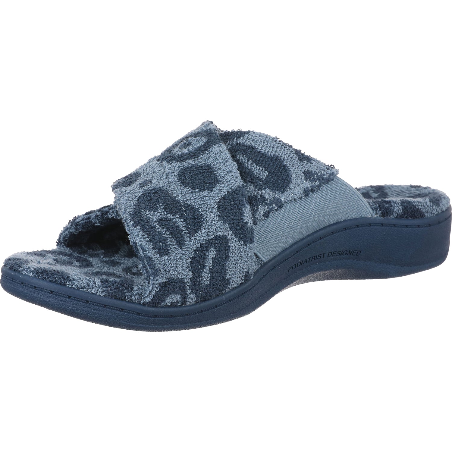 Womens Vionic Women's Vionic Relax Blue Multi Leopard Terry Blue Multi Leopard Terry