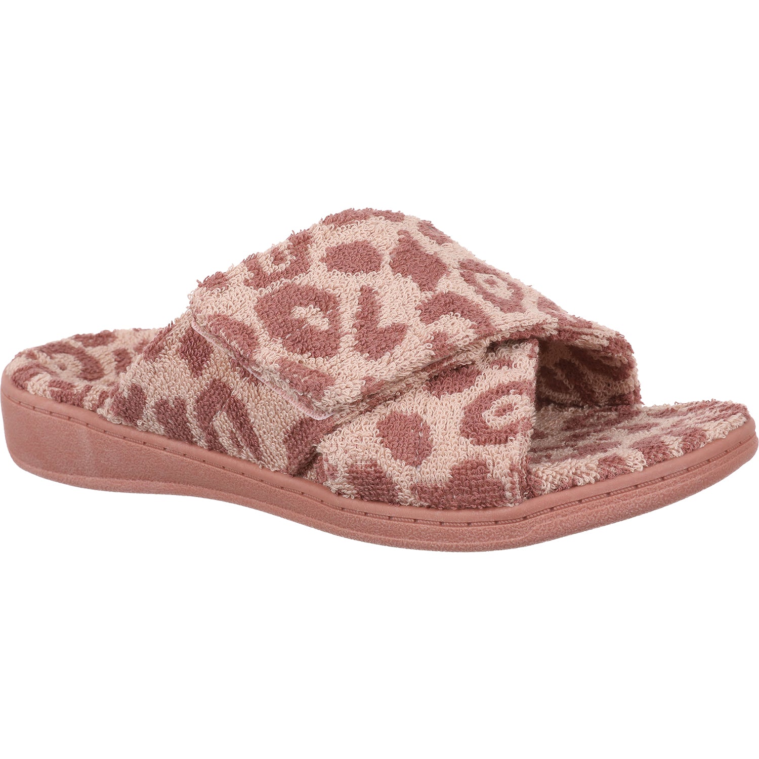 Womens Vionic Women's Vionic Relax II Pink Multi Leopard Terry Pink Multi Leopard Terry