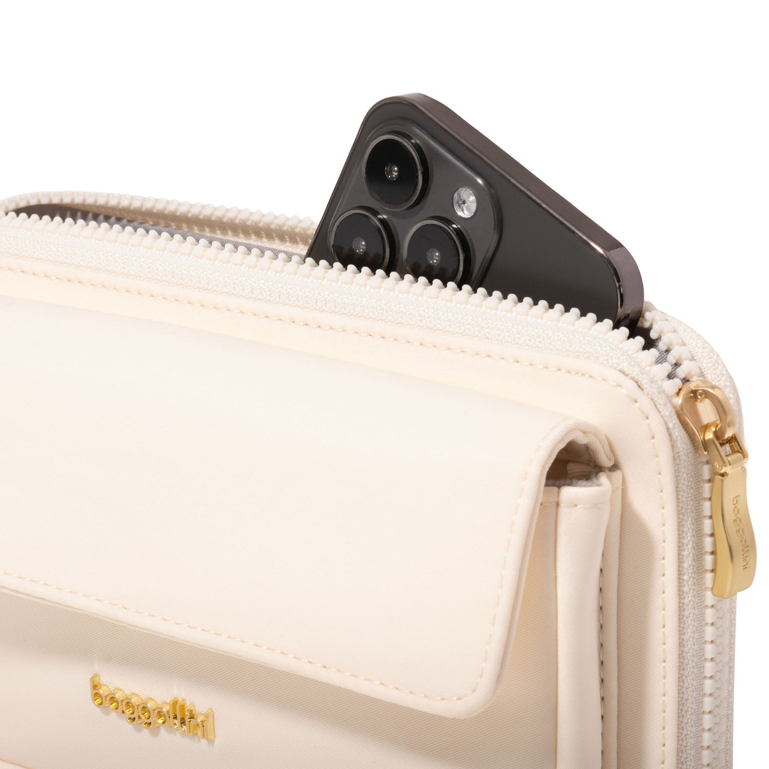 Womens Baggallini Baggallini RFID Phone Wallet Crossbody Coconut Twill Coconut Twill