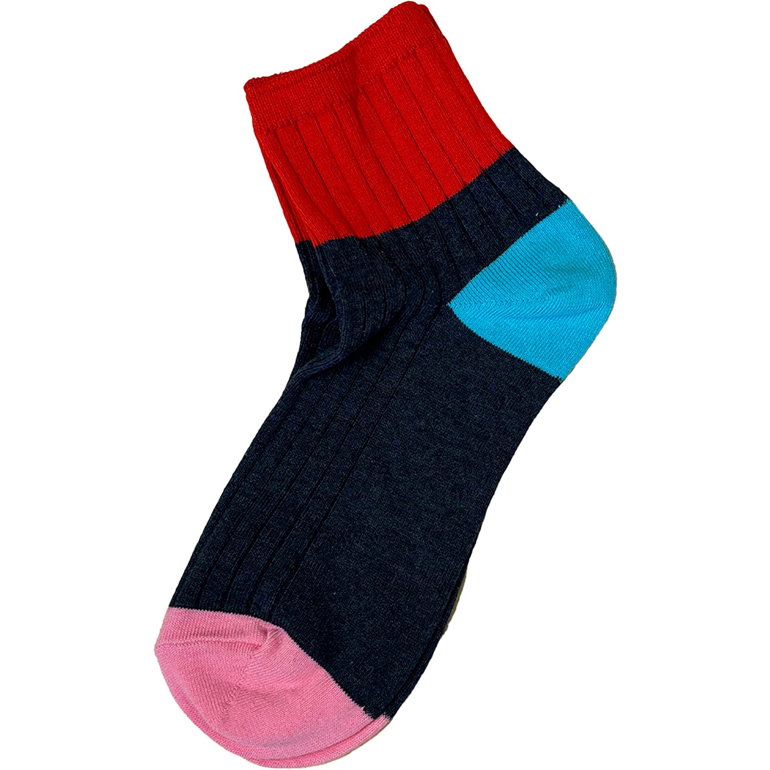 Womens Hot sox Hot Sox Rib Colorblock Ankle 3pk Women's Socks Denim/Grey/Multi Denim/Grey/Multi