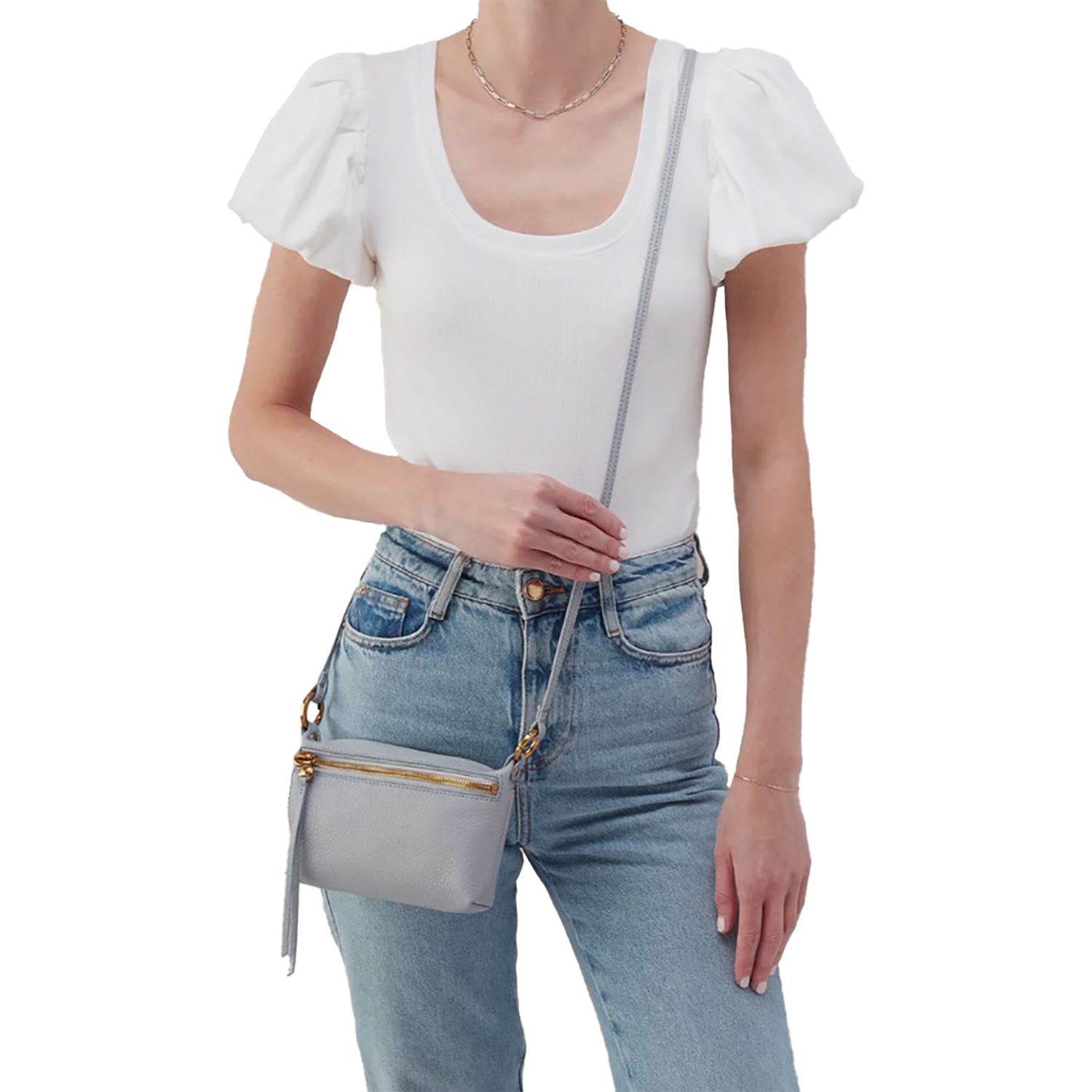 Womens Hobo Hobo International Run About Crossbody Blue Pearl Pebbled Leather Blue Pearl Pebbled Leather