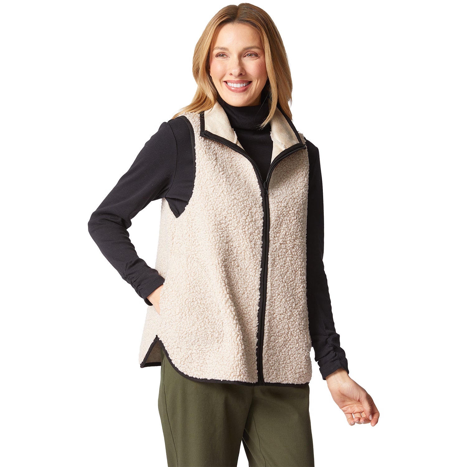 Womens Habitat Habitat Reversible Faux /Sherpa Allie Vest Women's Outerwear Vests Dove Dove